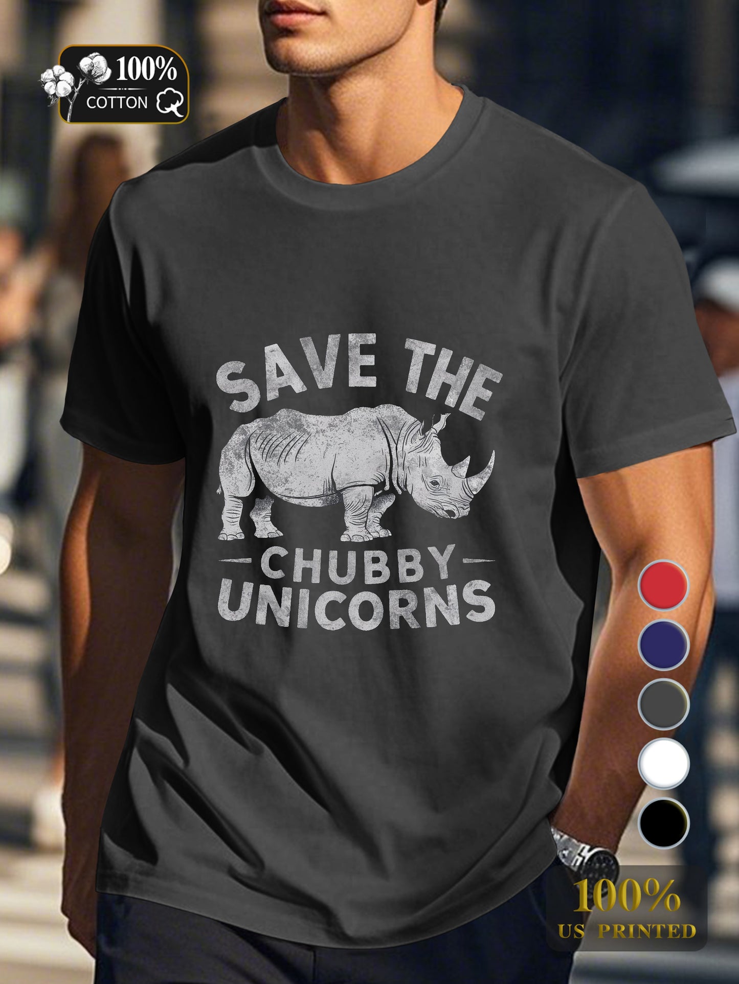 SAVE THE CHUBBY UNICORNS Men's pure cotton Tshirt Comfort Fit