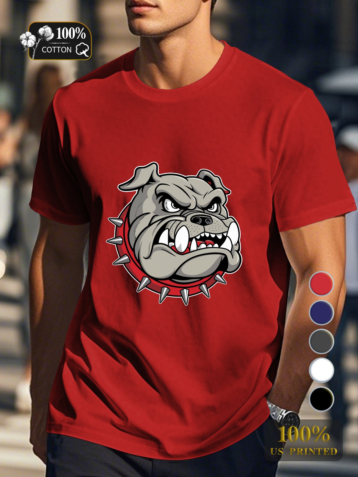 Fierce bulldog illustration Men's pure cotton Tshirt Comfort Fit
