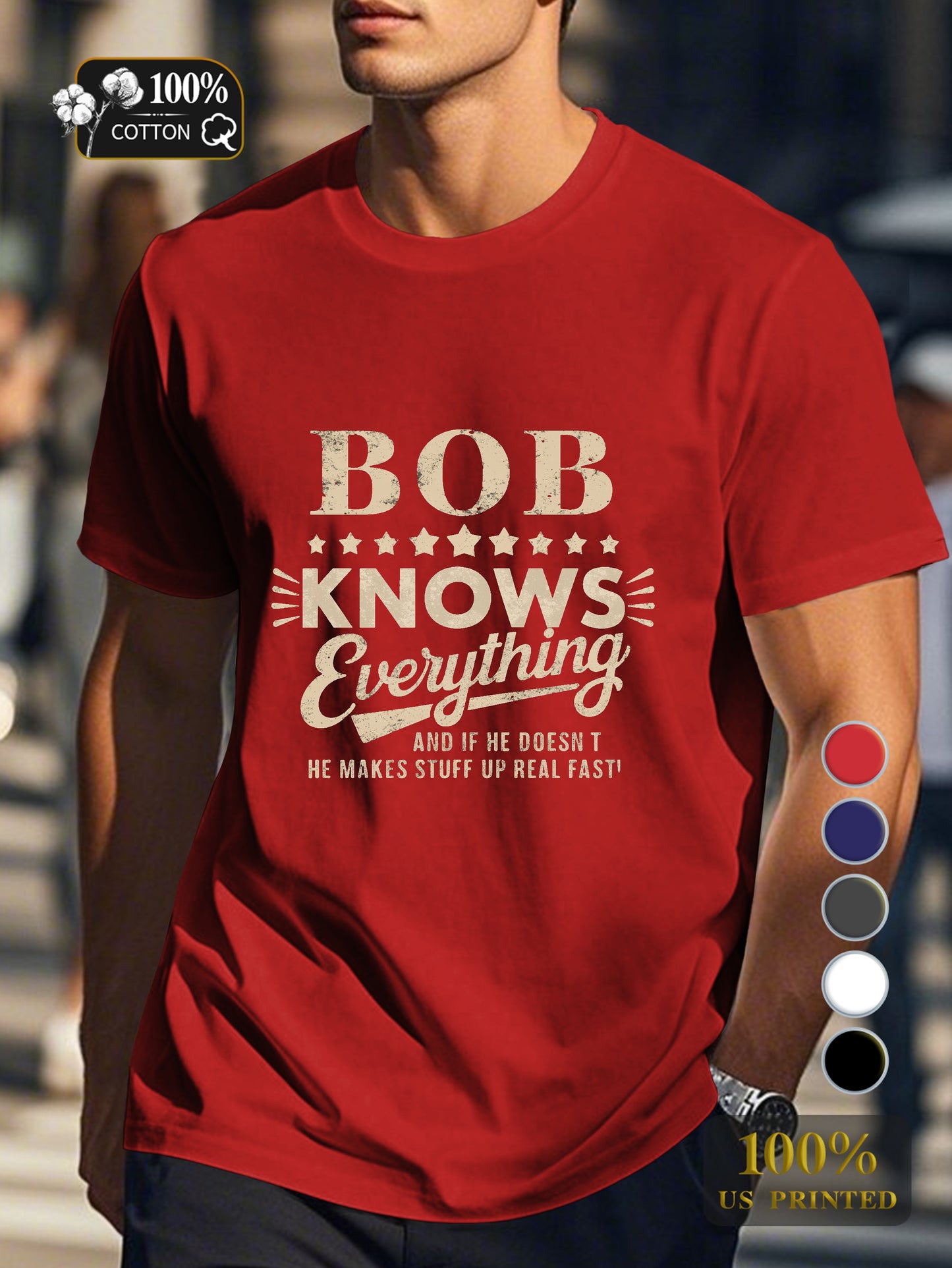 BOB KNOWS Everything Men's pure cotton Tshirt Comfort Fit