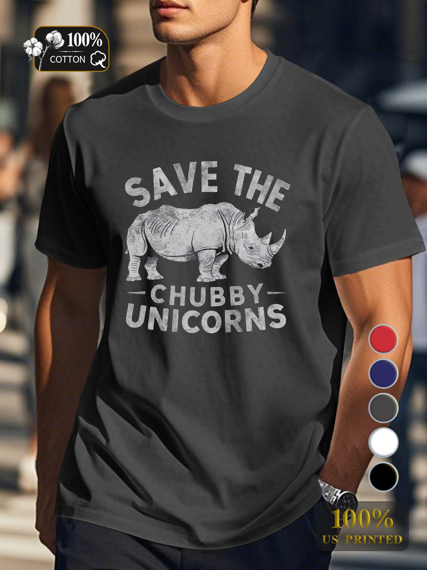 SAVE THE CHUBBY UNICORNS Men's pure cotton Tshirt Comfort Fit