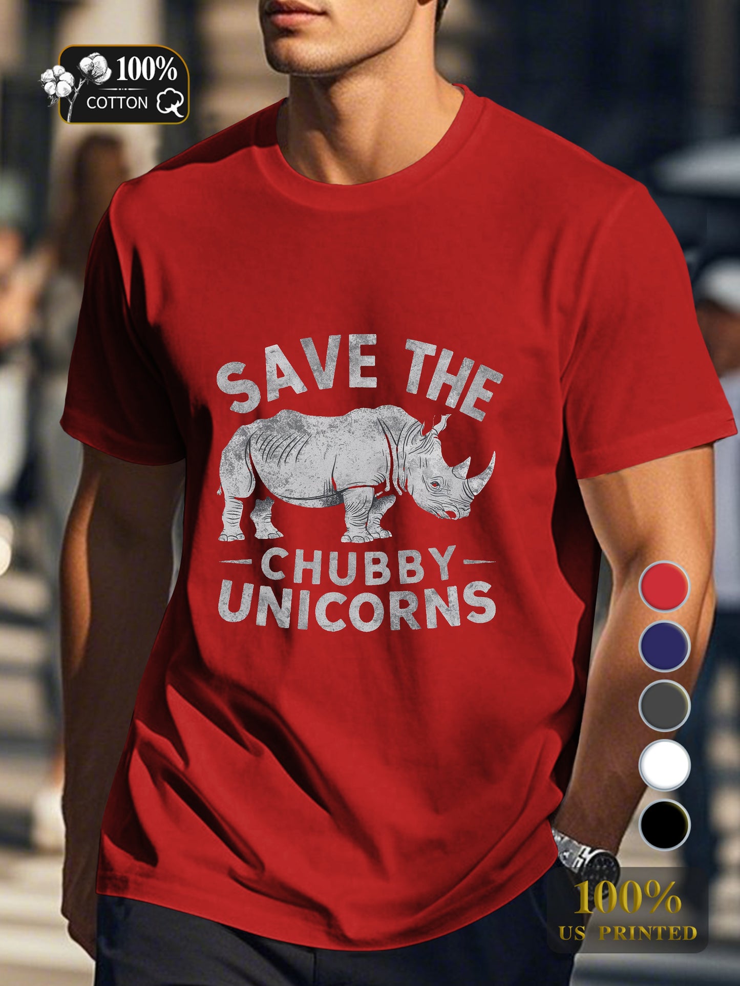 SAVE THE CHUBBY UNICORNS Men's pure cotton Tshirt Comfort Fit