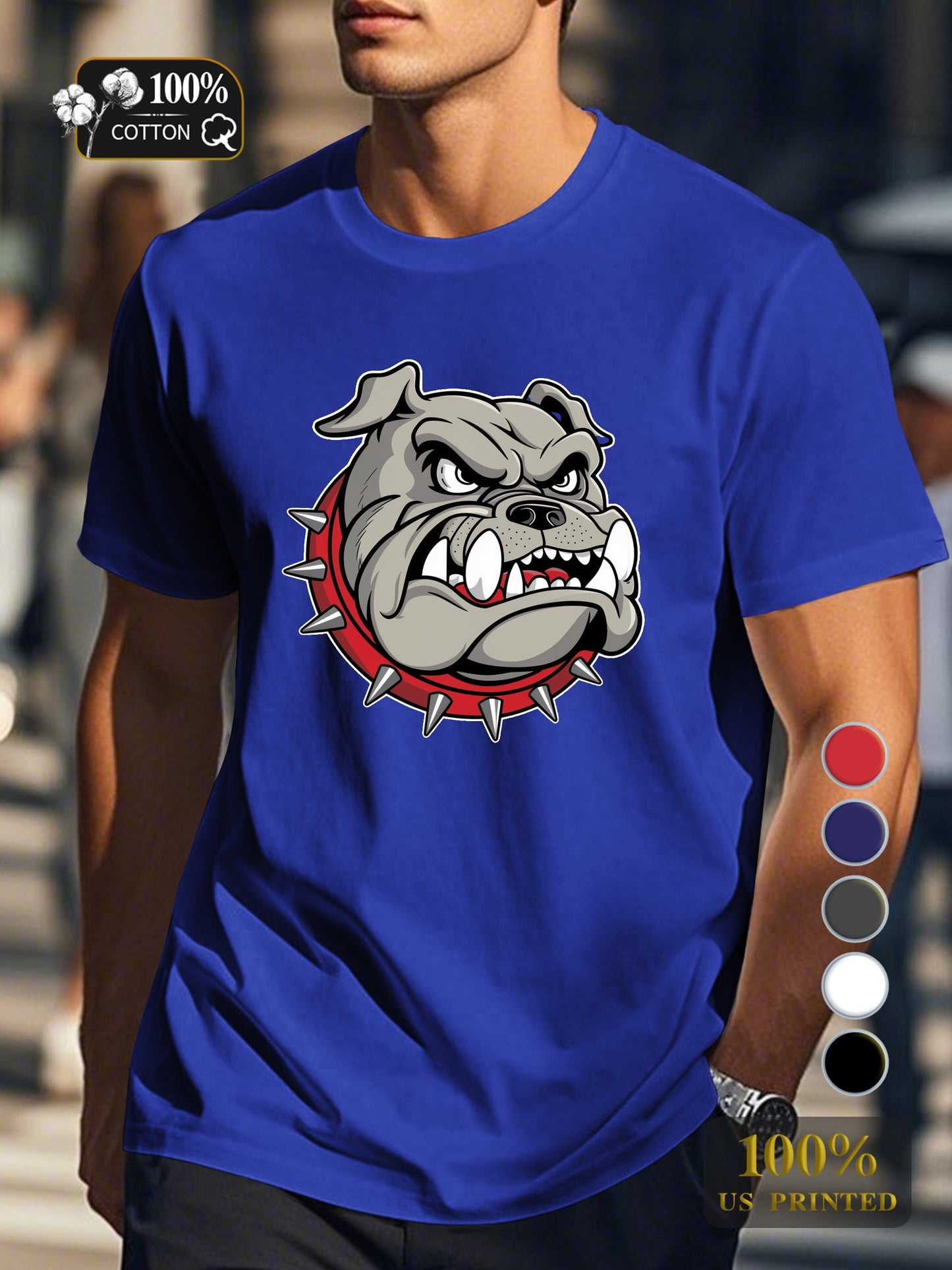 Fierce bulldog illustration Men's pure cotton Tshirt Comfort Fit