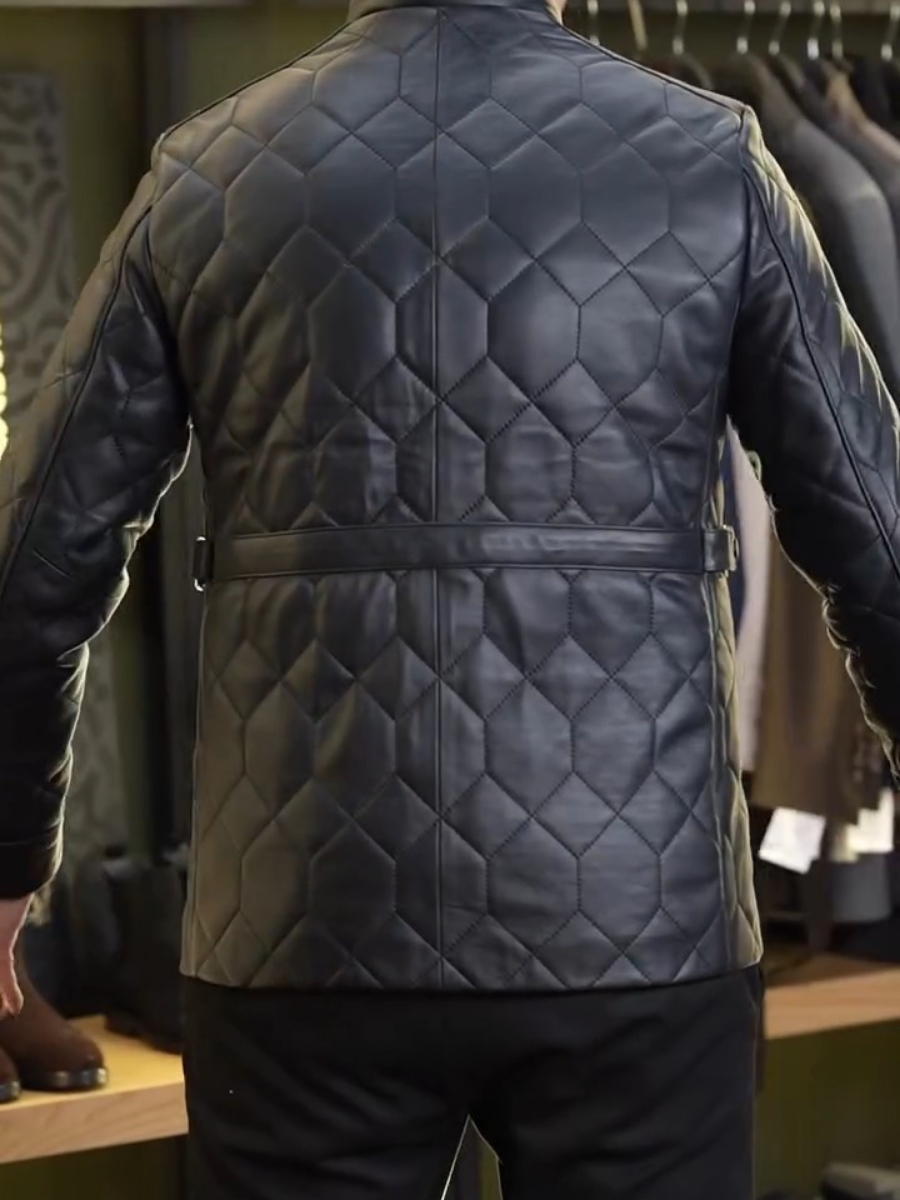 Leather Diamond Down Jacket