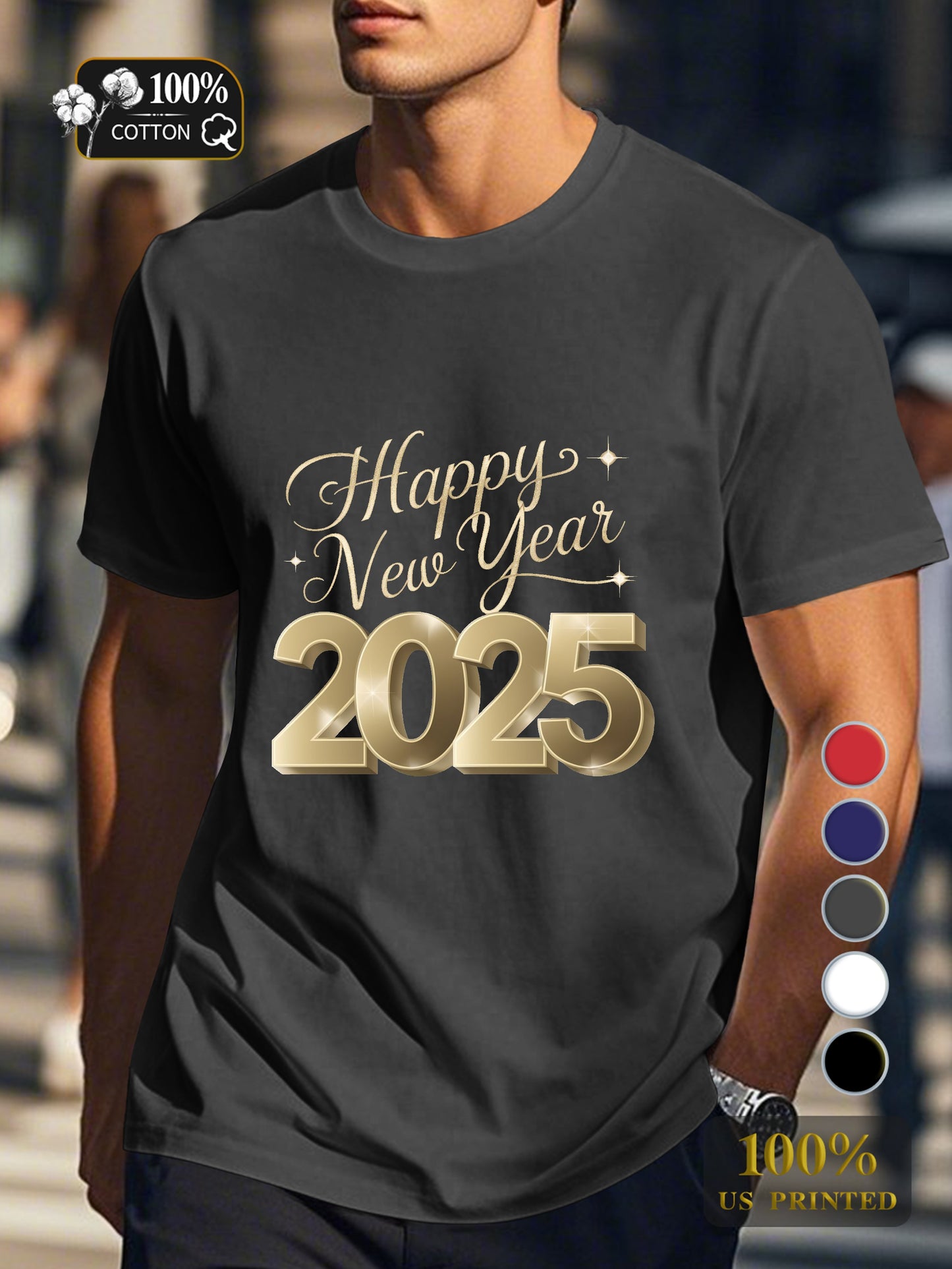 Happy New Year 2025 Men's pure cotton Tshirt Comfort Fit