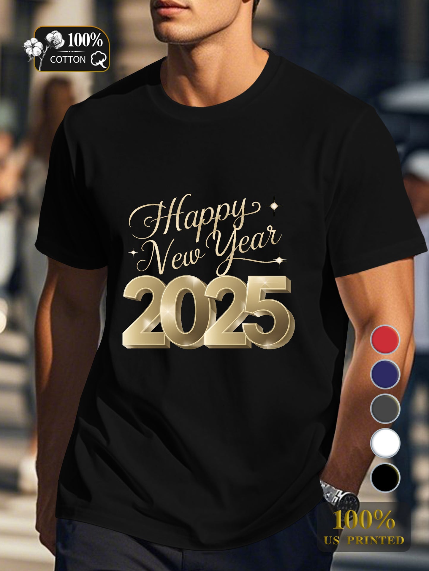 Happy New Year 2025 Men's pure cotton Tshirt Comfort Fit