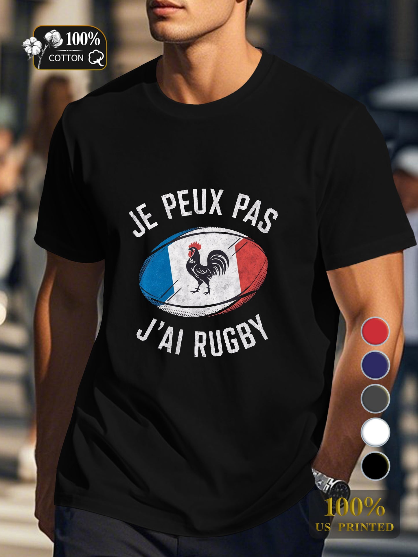 I CAN T I HAVE RUGBY illustration Men's pure cotton Tshirt Comfort Fit