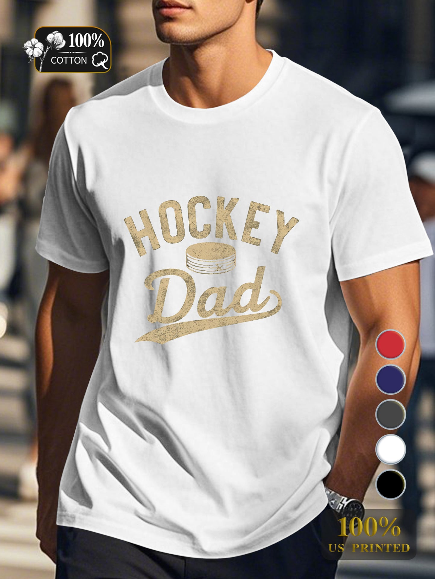 Vintage hockey themed design Men's pure cotton Tshirt Comfort Fit