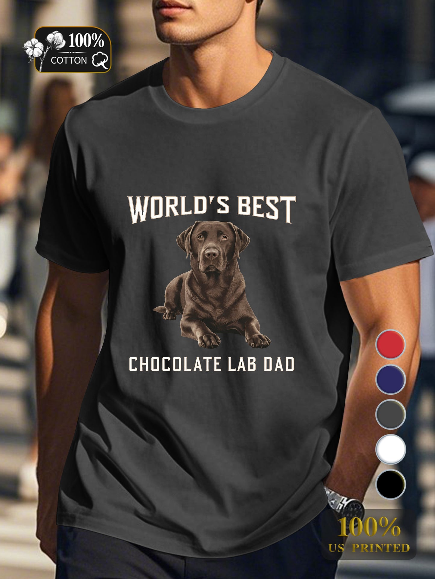 WORLD S BEST chocolate Labrador Retriever Men's pure cotton Tshirt Comfort Fit