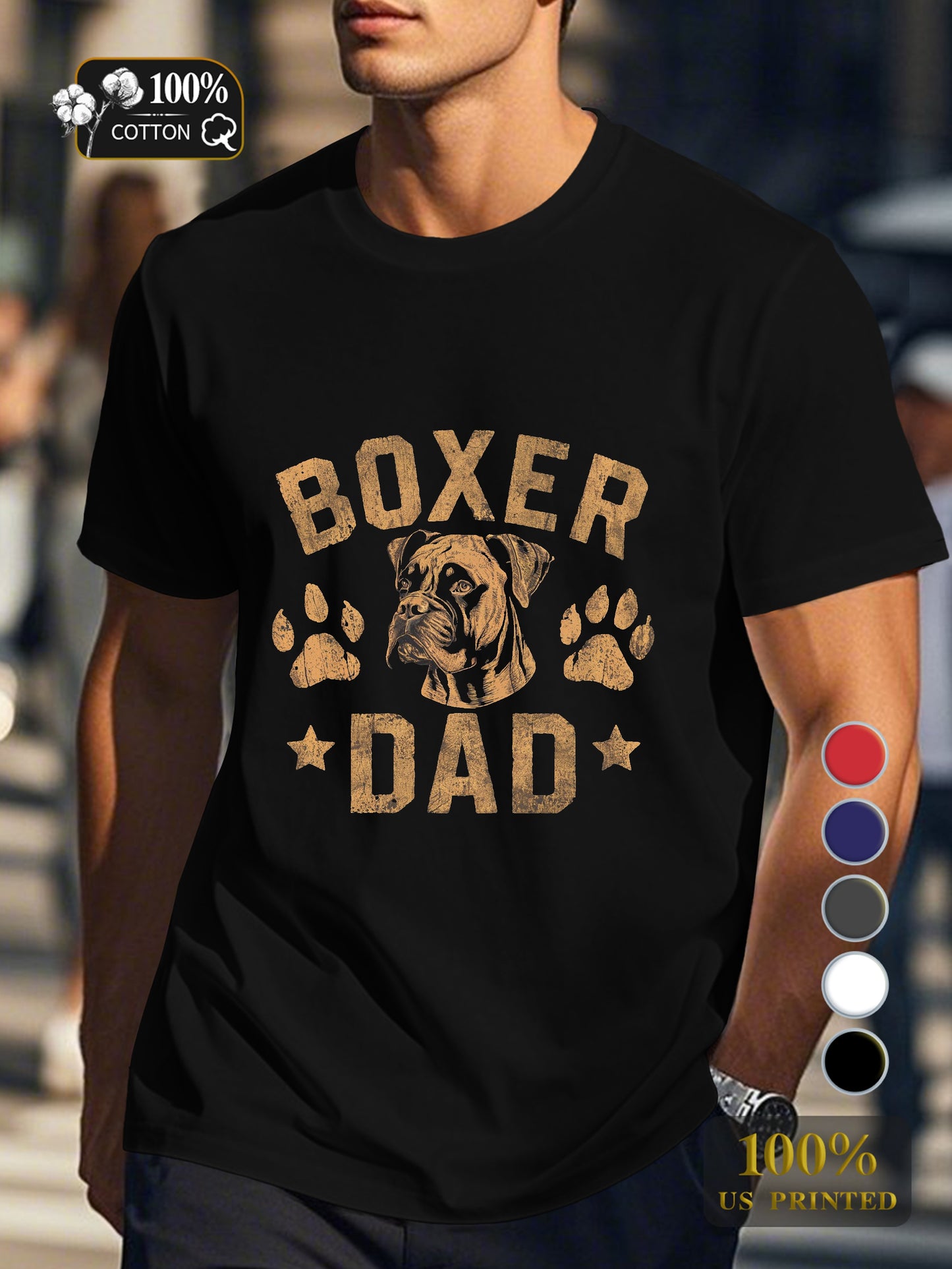 portrait of a Boxer Men's pure cotton Tshirt Comfort Fit