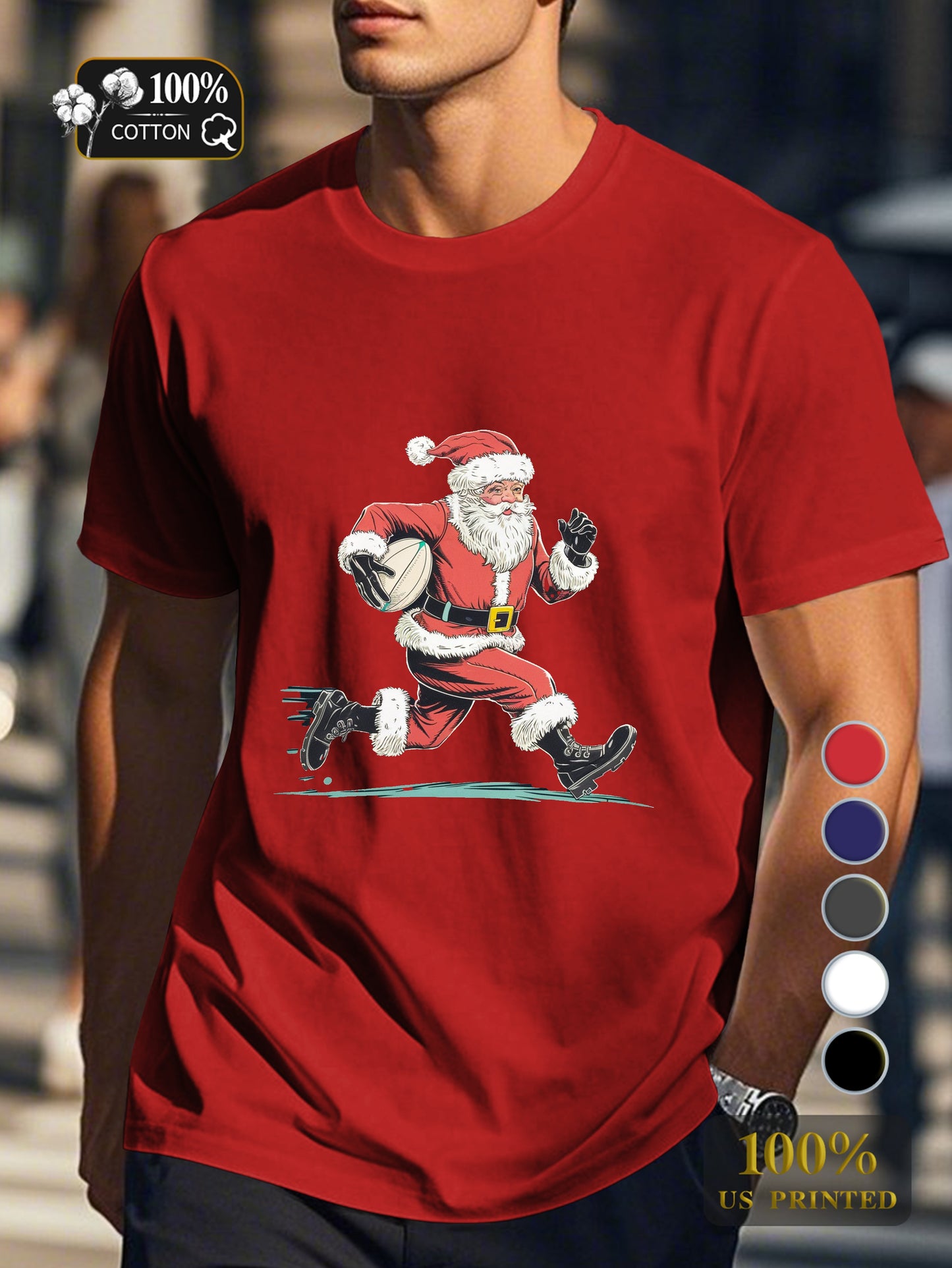 festive bearded figure Men's pure cotton Tshirt Comfort Fit