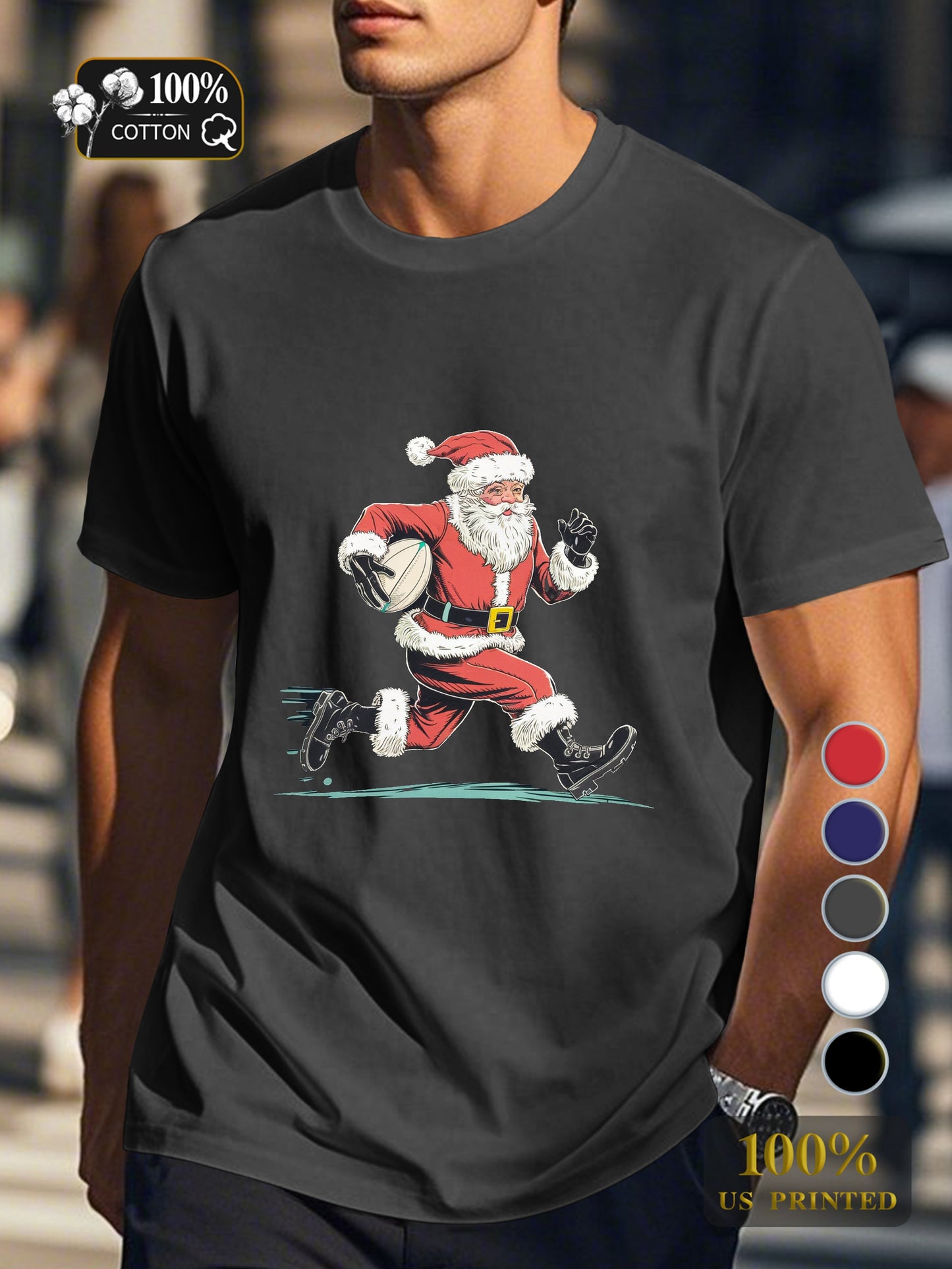 festive bearded figure Men's pure cotton Tshirt Comfort Fit