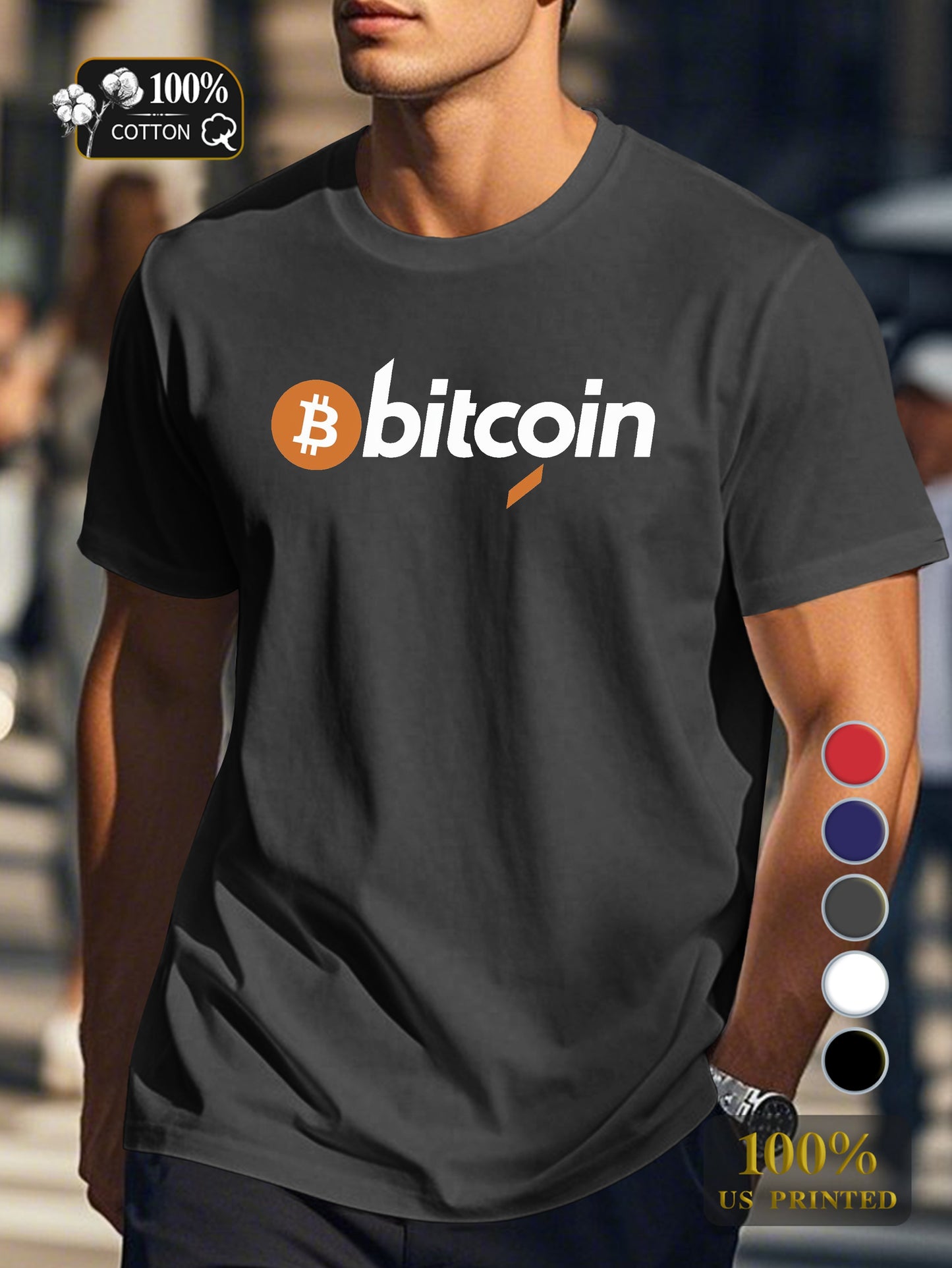 Bitcoin logo design Men's pure cotton Tshirt Comfort Fit