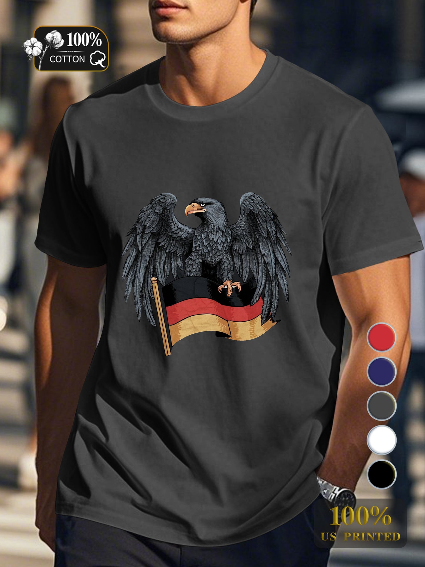 eagle with German flag Men's pure cotton Tshirt Comfort Fit
