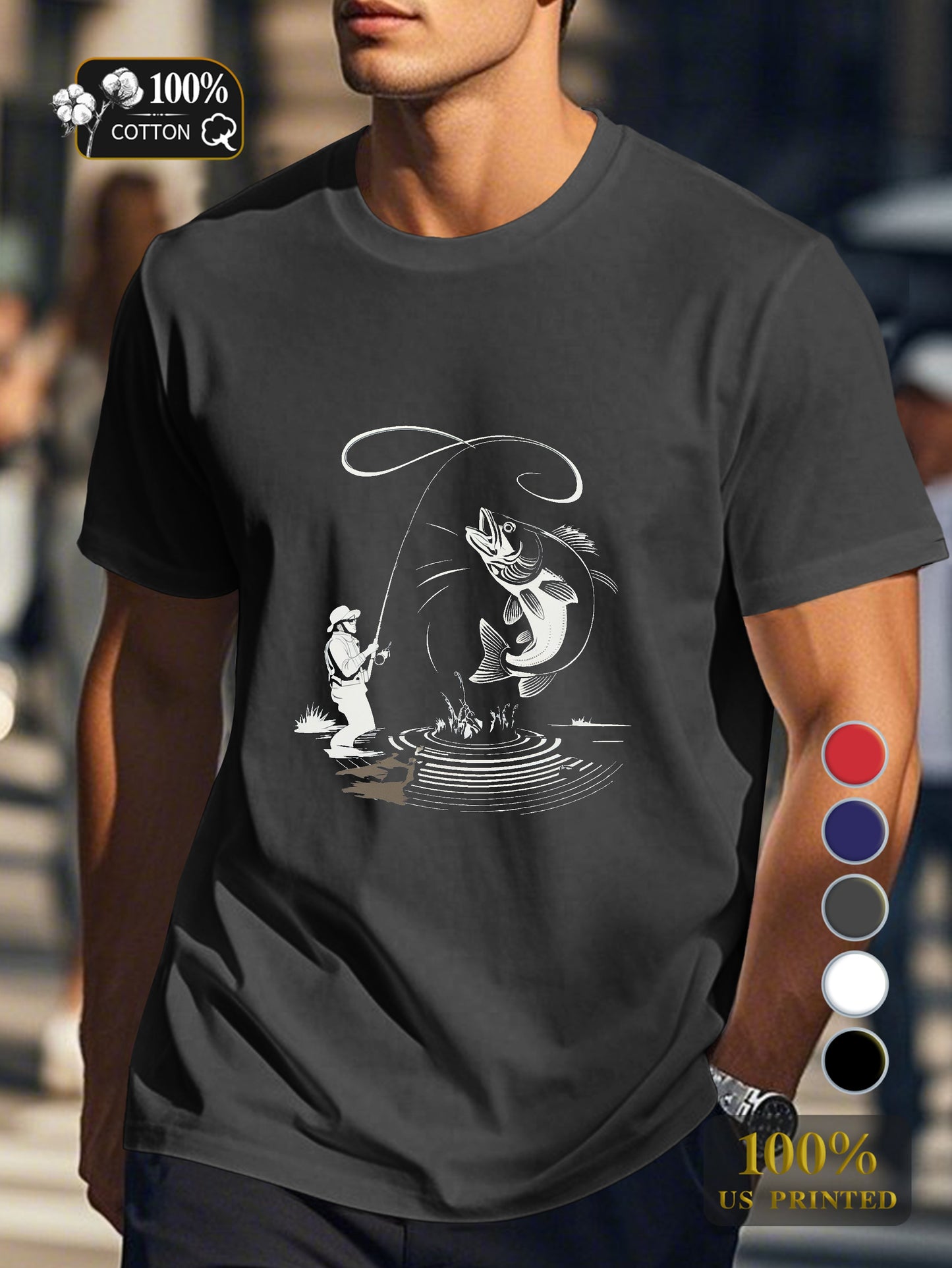 Thrilling fishing catch Men's pure cotton Tshirt Comfort Fit