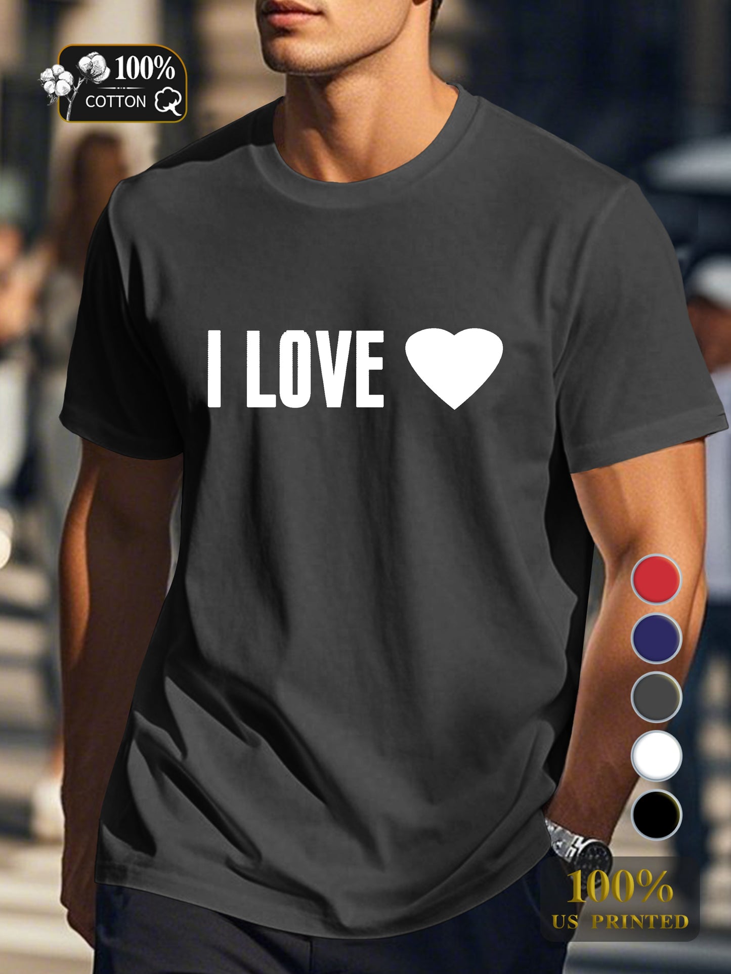 I LOVE Men's pure cotton Tshirt Comfort Fit