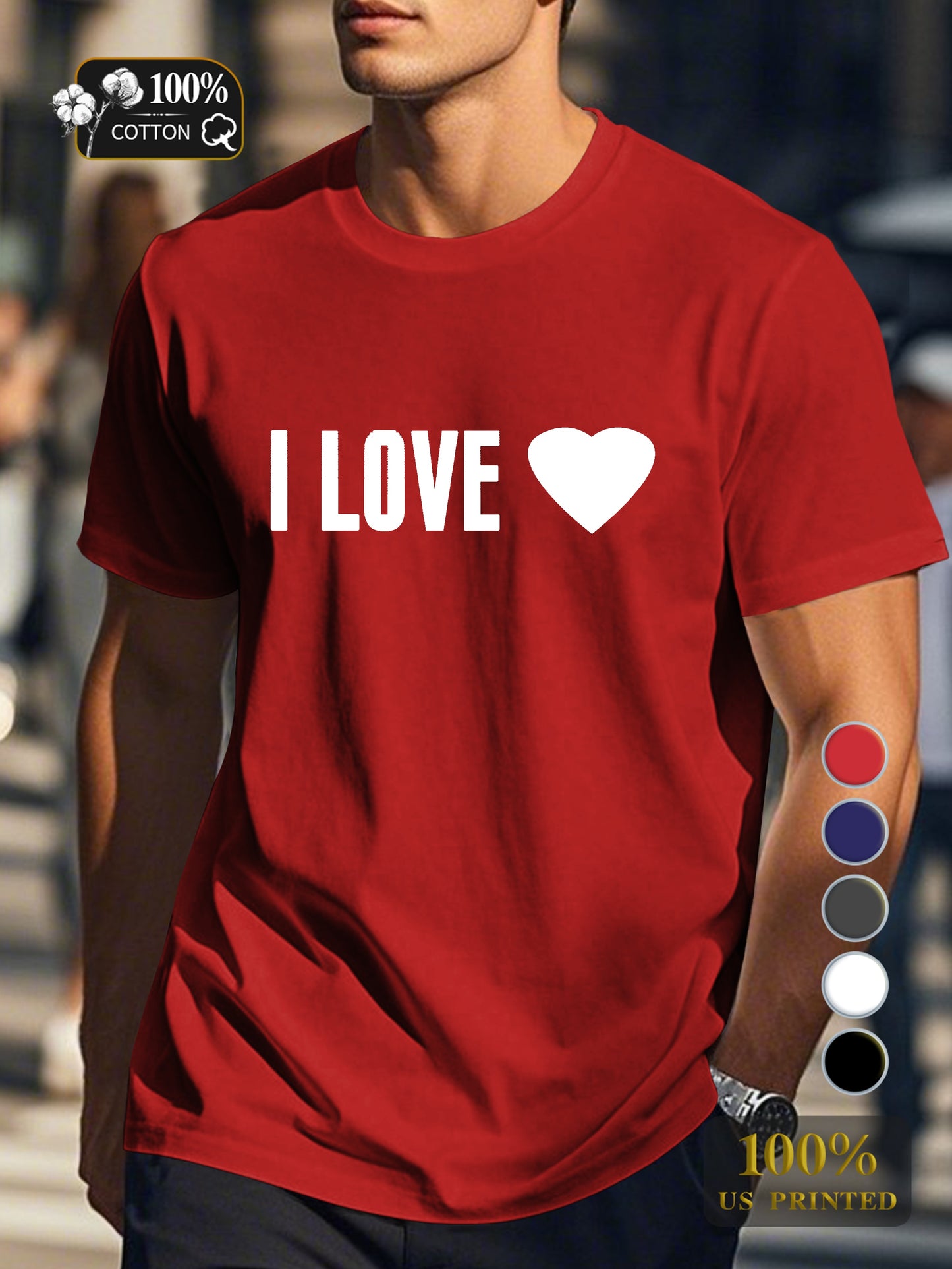 I LOVE Men's pure cotton Tshirt Comfort Fit