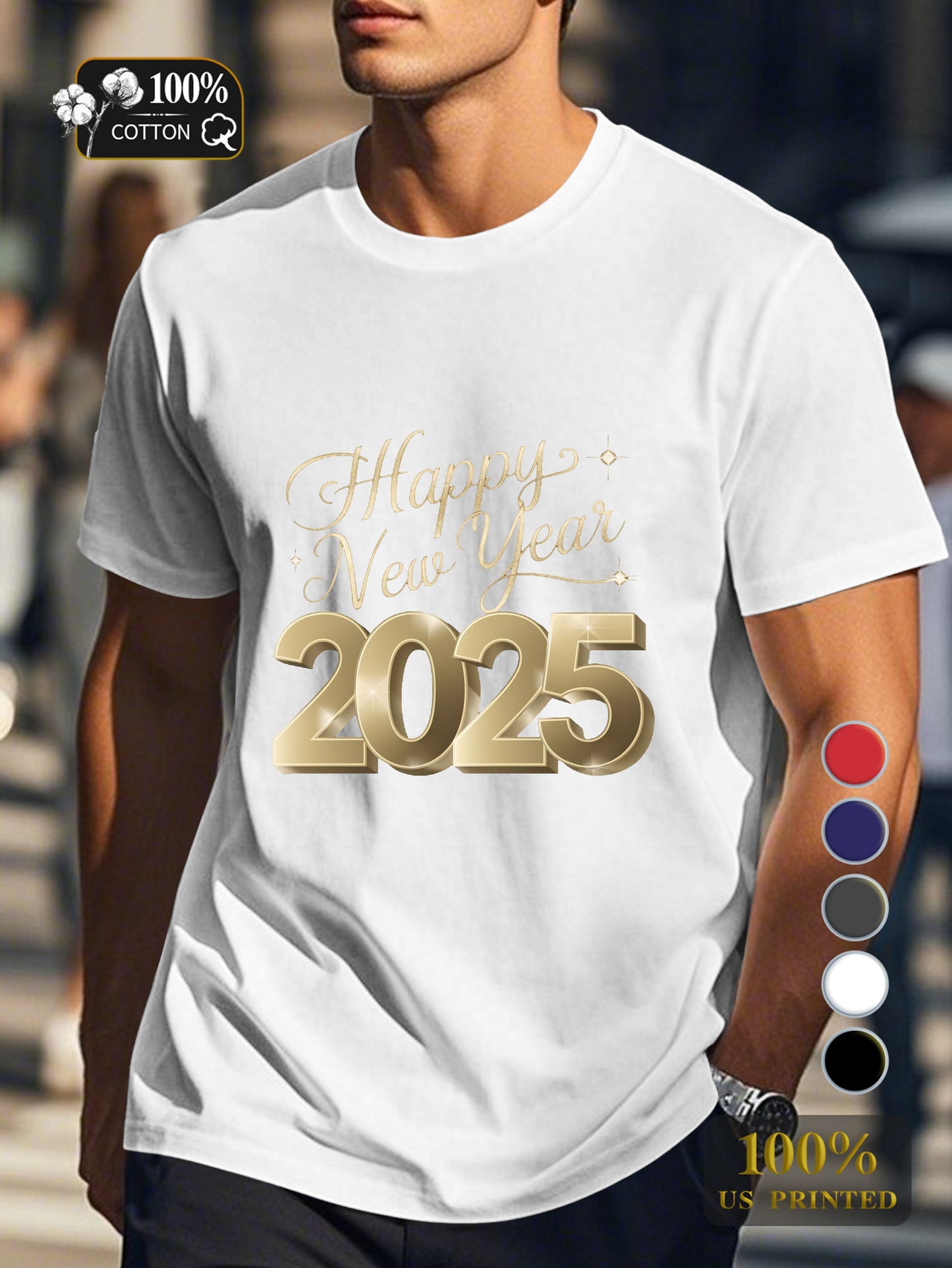 Happy New Year 2025 Men's pure cotton Tshirt Comfort Fit
