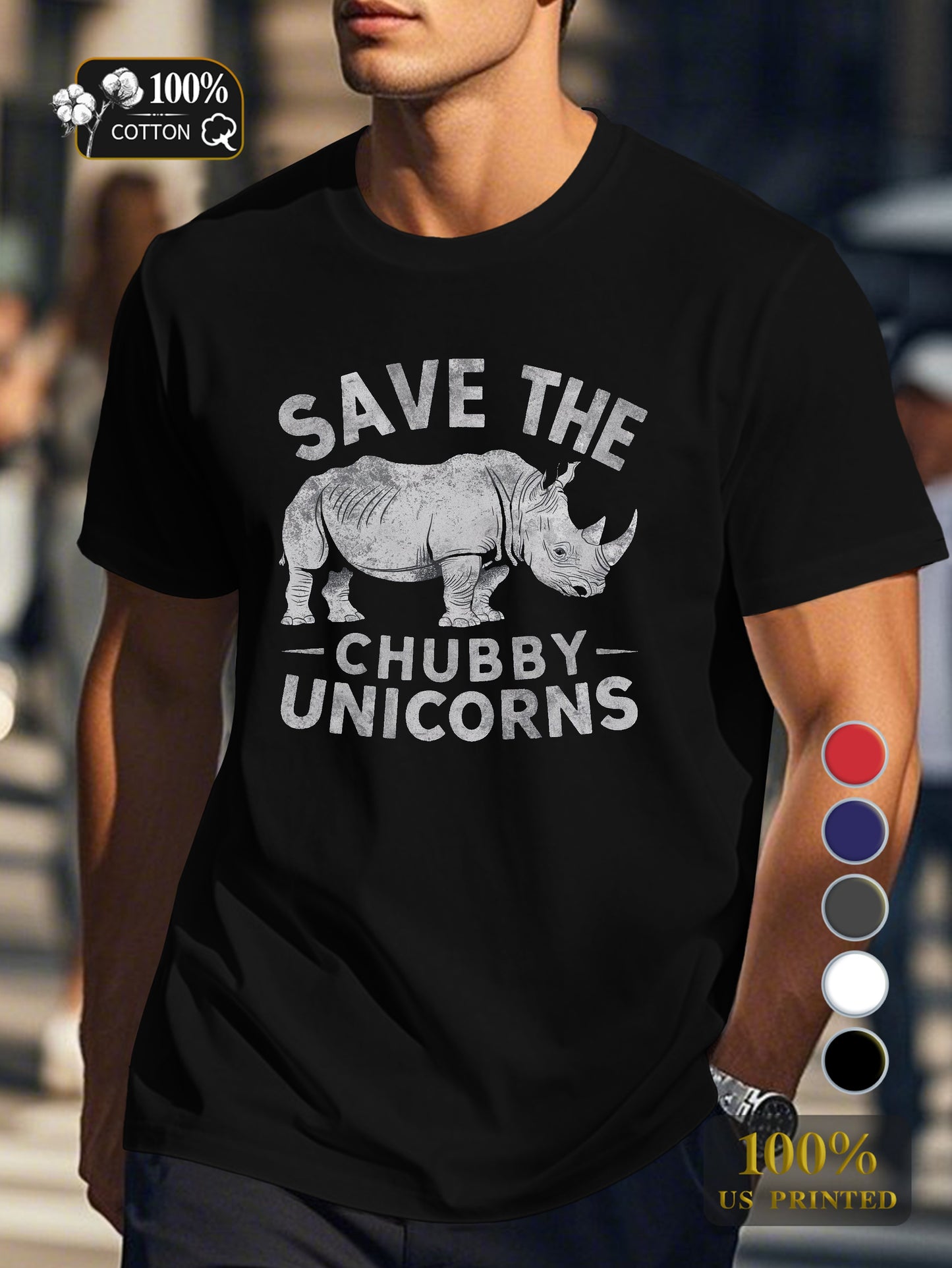 SAVE THE CHUBBY UNICORNS Men's pure cotton Tshirt Comfort Fit