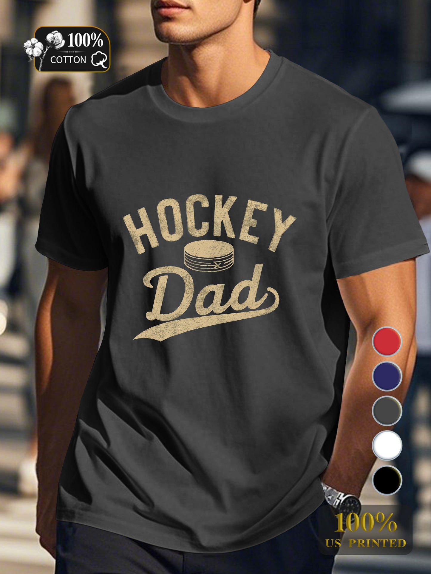 Vintage hockey themed design Men's pure cotton Tshirt Comfort Fit