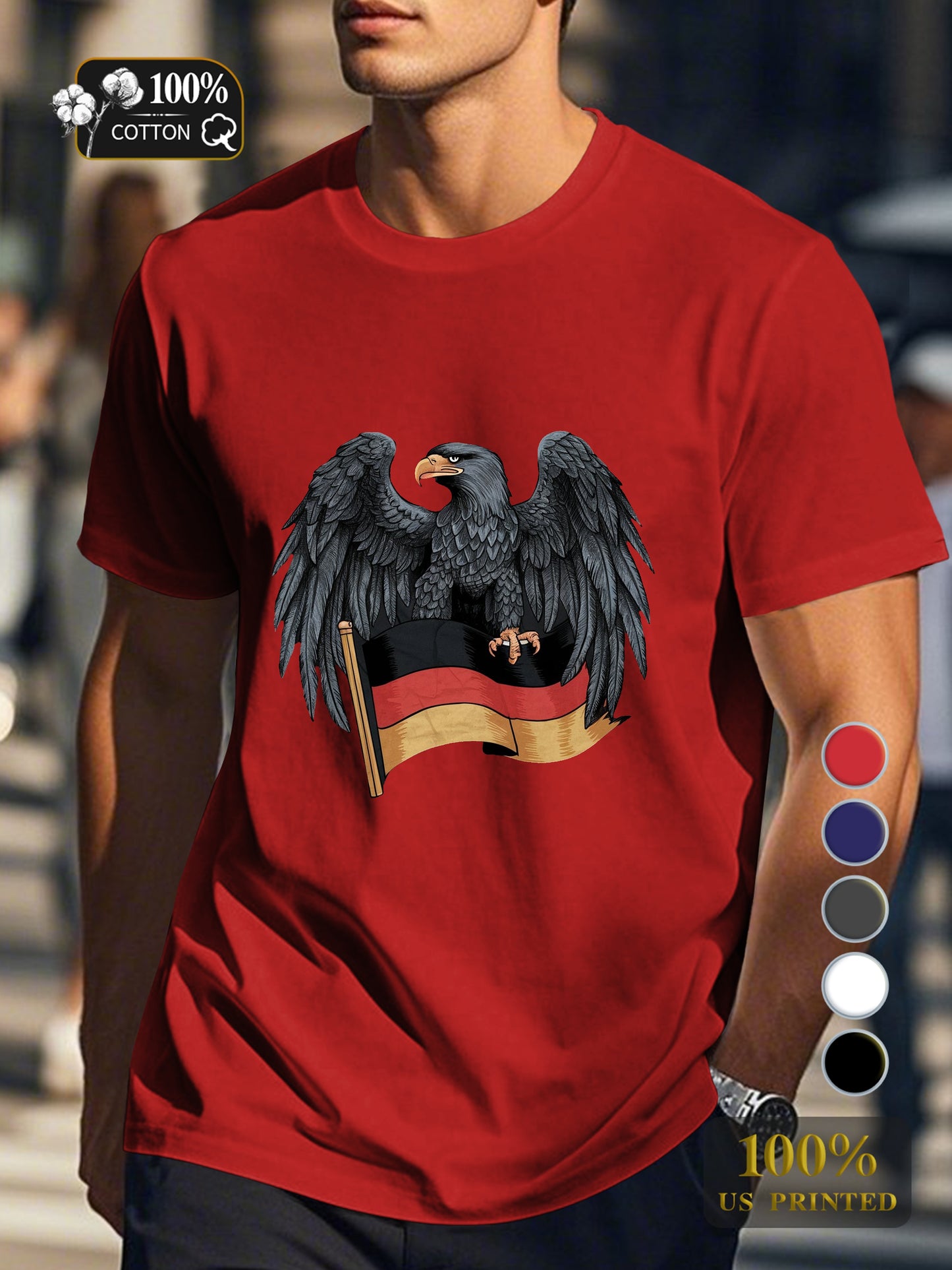 eagle with German flag Men's pure cotton Tshirt Comfort Fit
