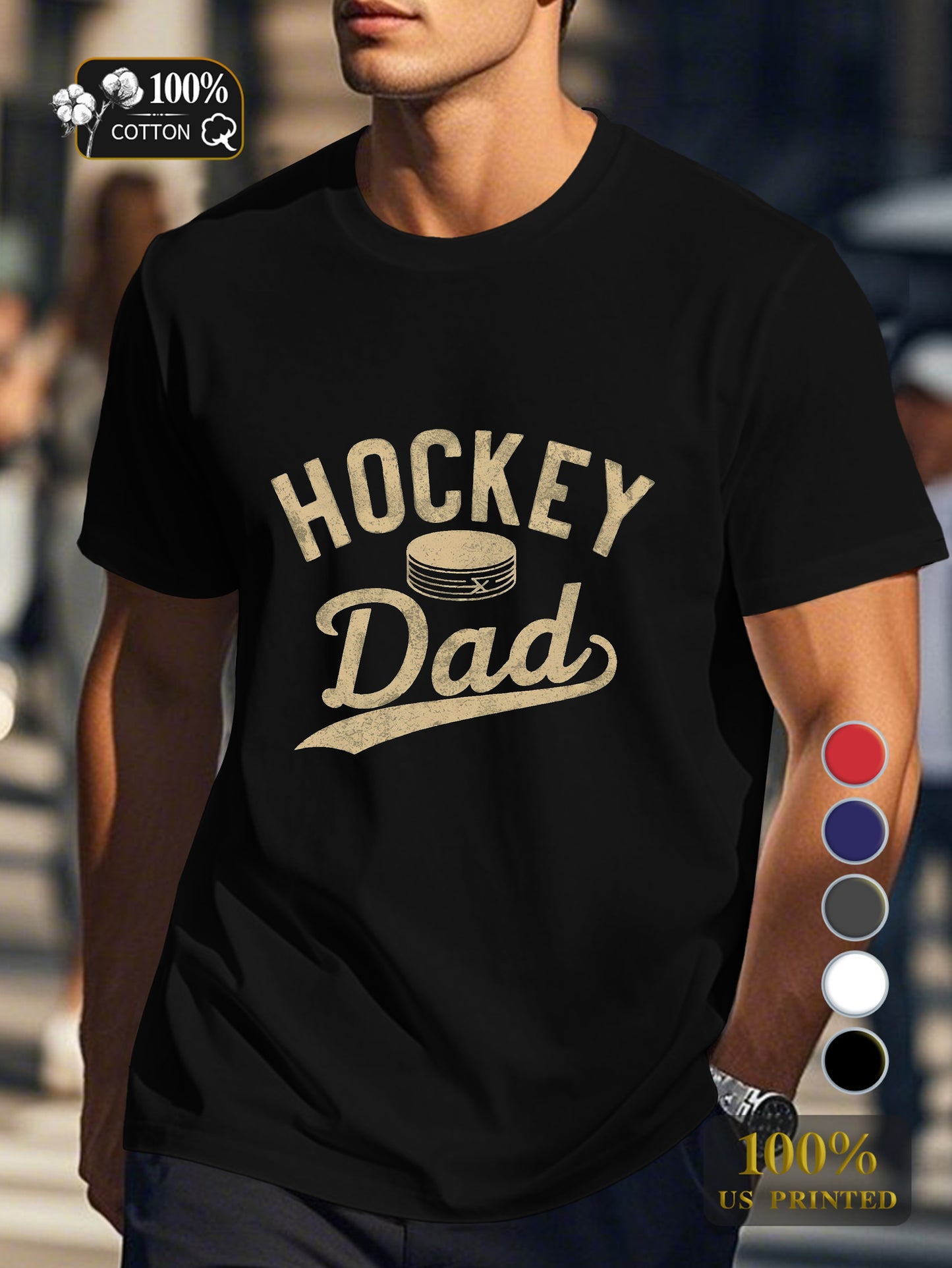 Vintage hockey themed design Men's pure cotton Tshirt Comfort Fit