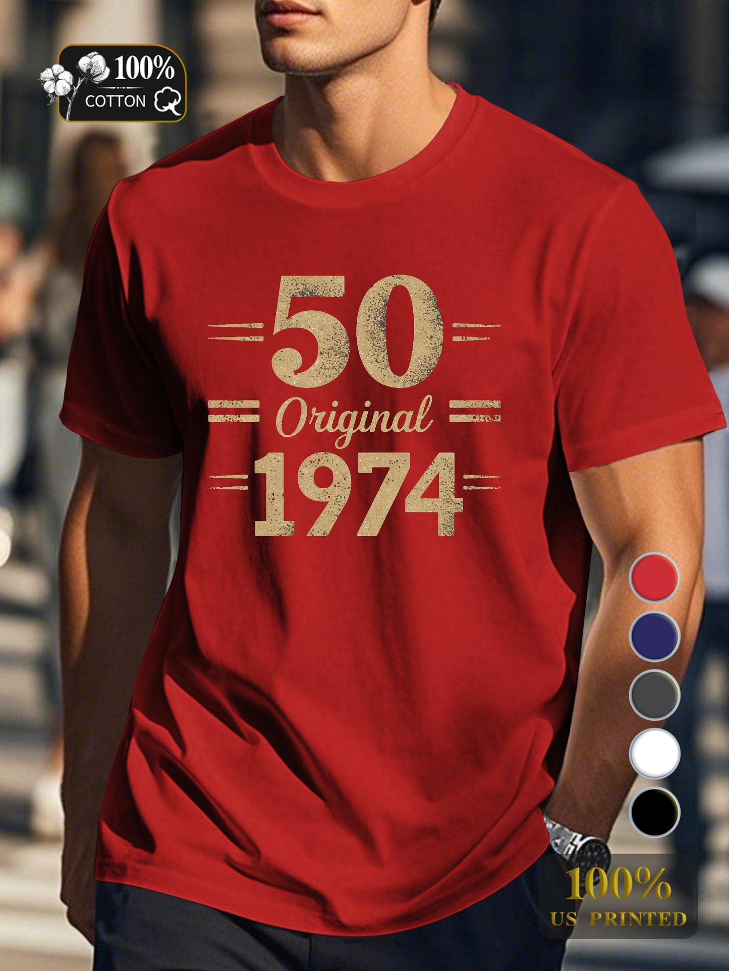 50 Original 1974 Men's pure cotton Tshirt Comfort Fit