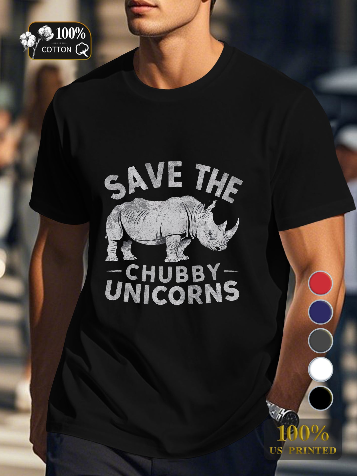 SAVE THE CHUBBY UNICORNS Men's pure cotton Tshirt Comfort Fit