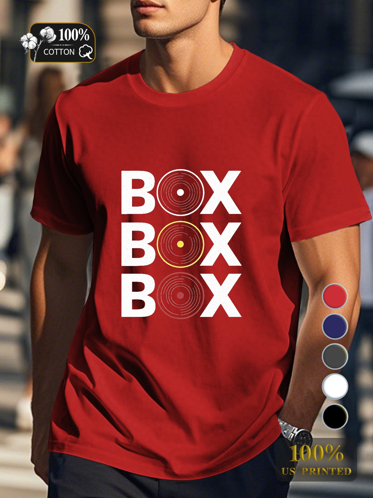 BOX BOX BOX typography Men's pure cotton Tshirt Comfort Fit