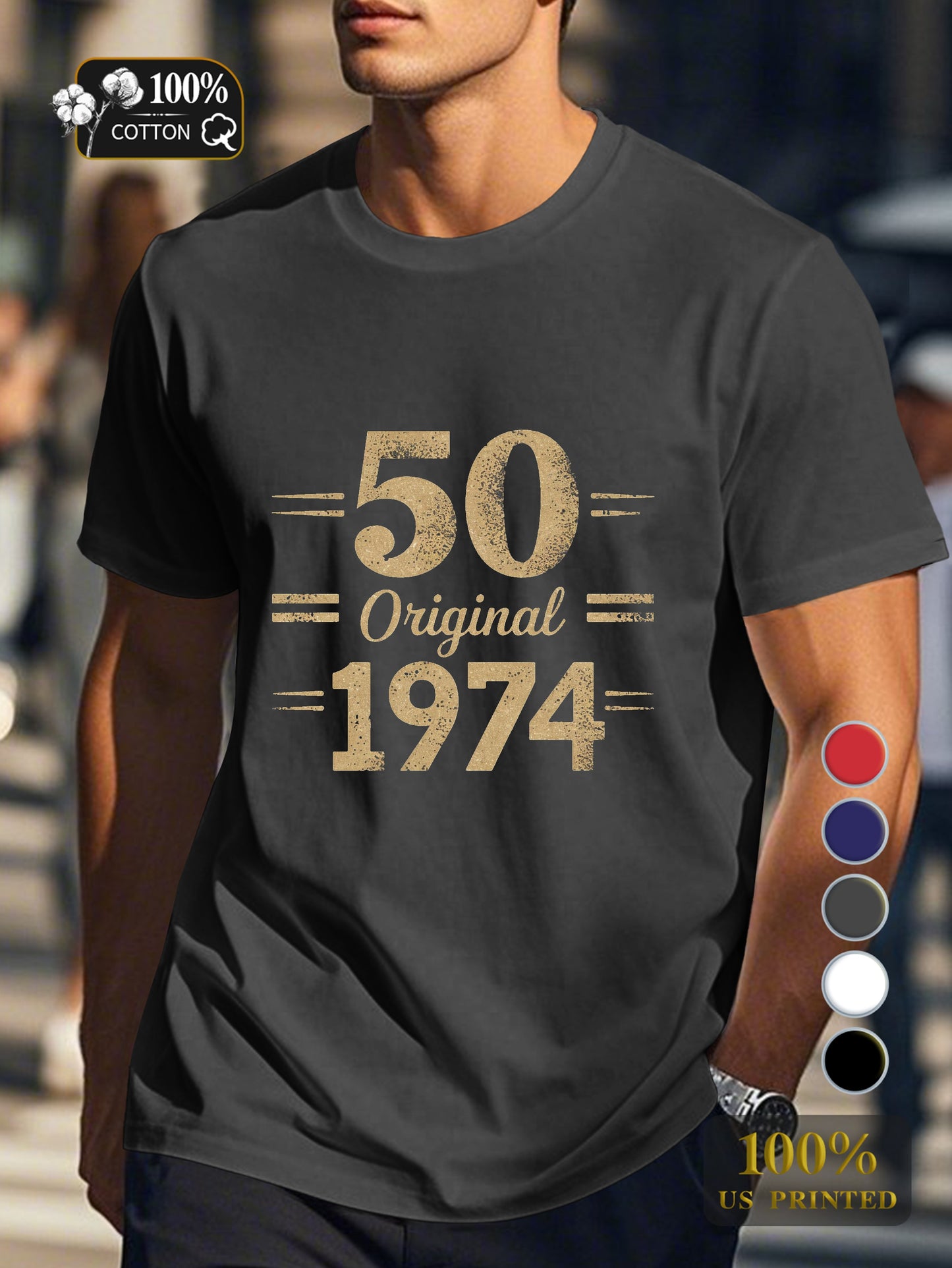 50 Original 1974 Men's pure cotton Tshirt Comfort Fit