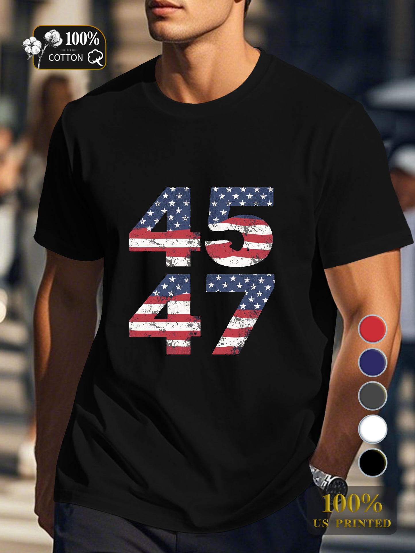 American flag numbers Men's pure cotton Tshirt Comfort Fit