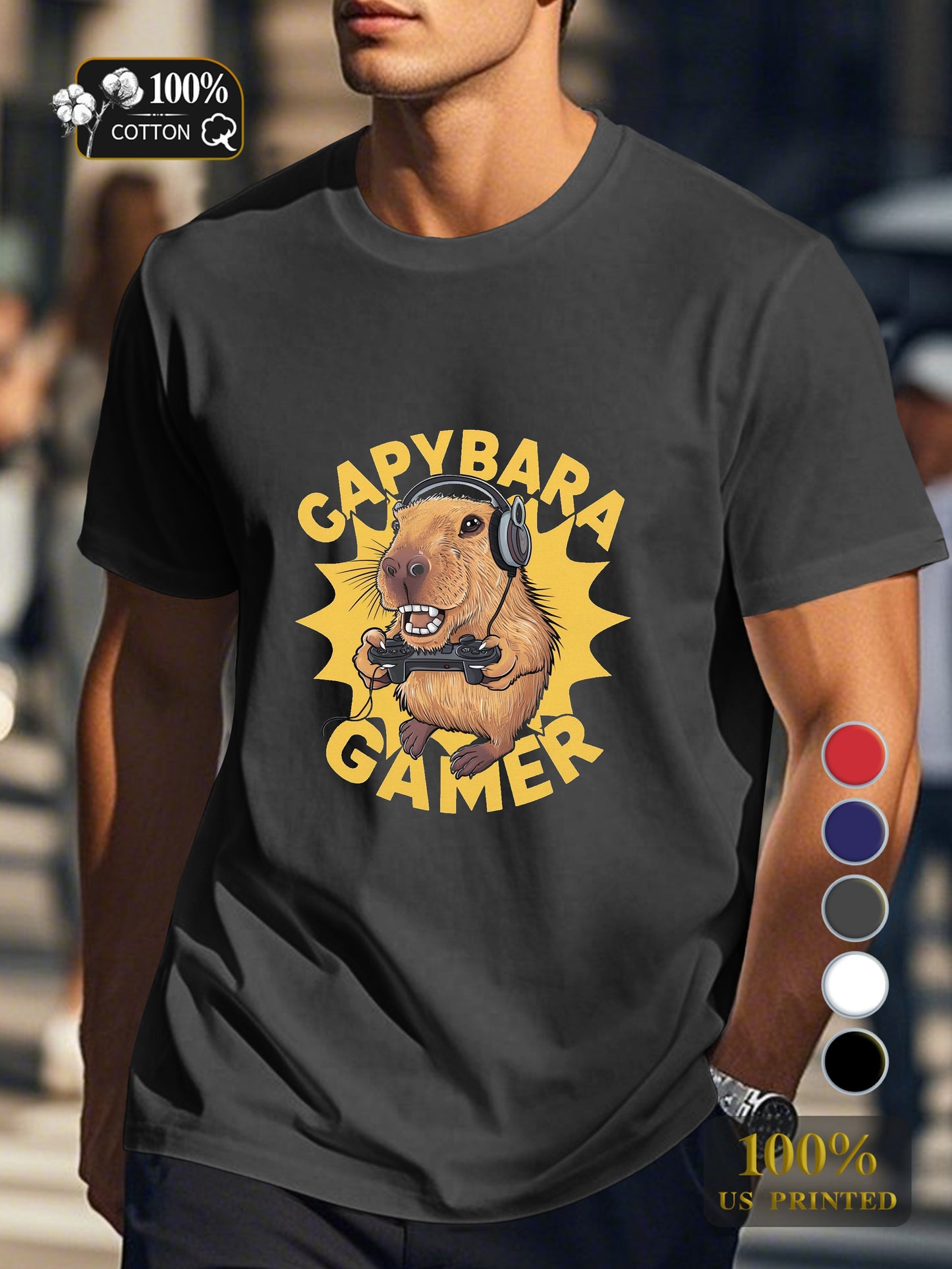 CAPYBARA GAMER Men's pure cotton Tshirt Comfort Fit