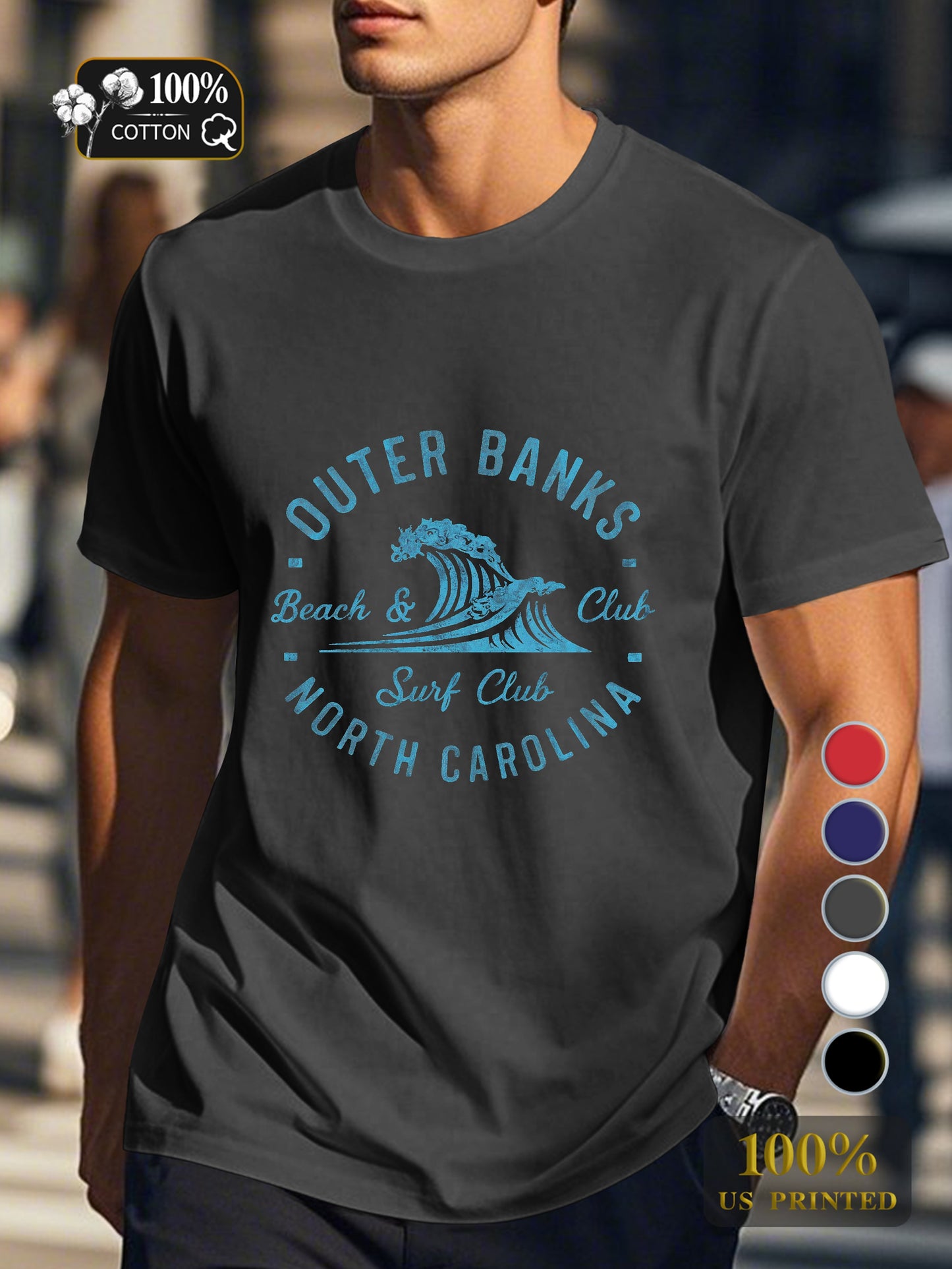 OUTER BANKS beach surf club Men's pure cotton Tshirt Comfort Fit