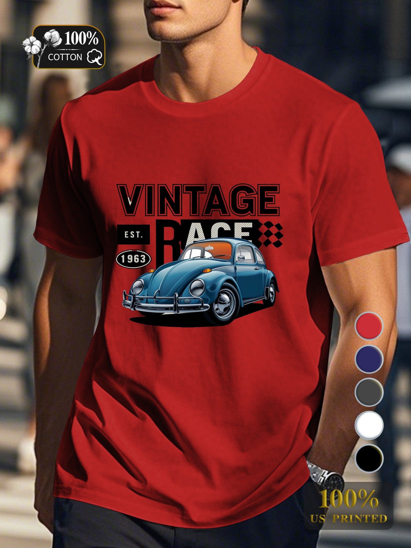 classic Beetle car Men's pure cotton Tshirt Comfort Fit