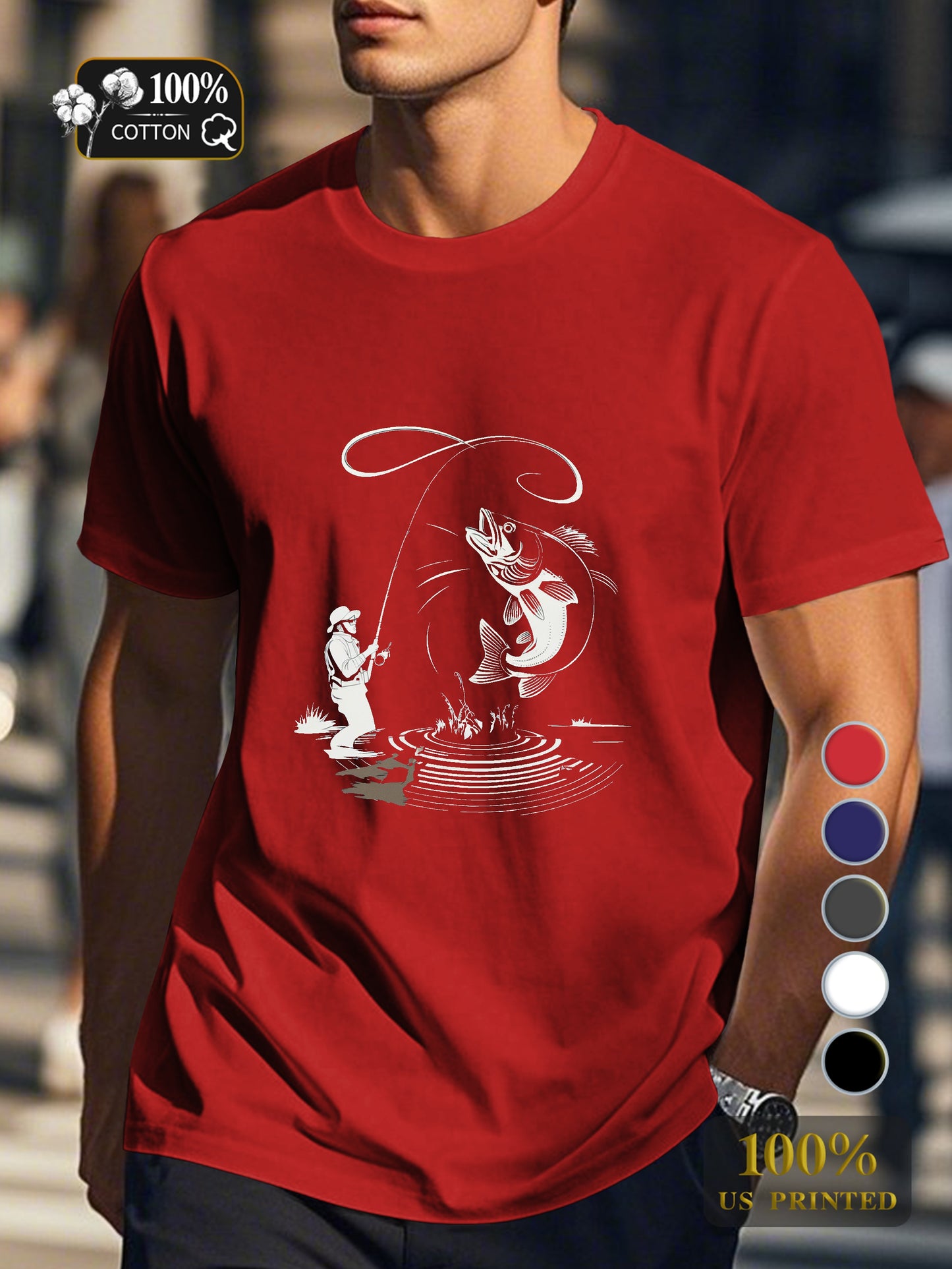 Thrilling fishing catch Men's pure cotton Tshirt Comfort Fit