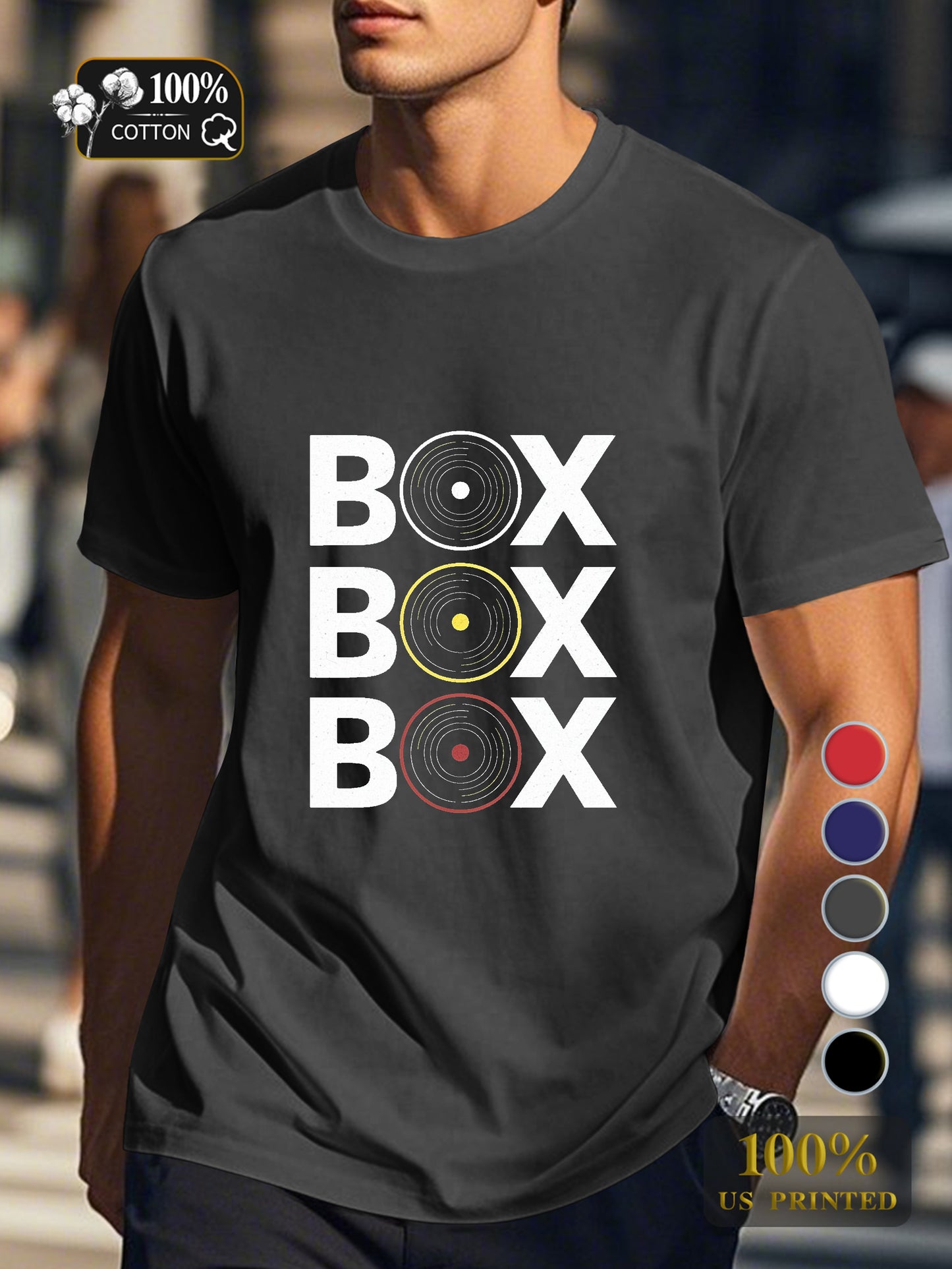 BOX BOX BOX typography Men's pure cotton Tshirt Comfort Fit