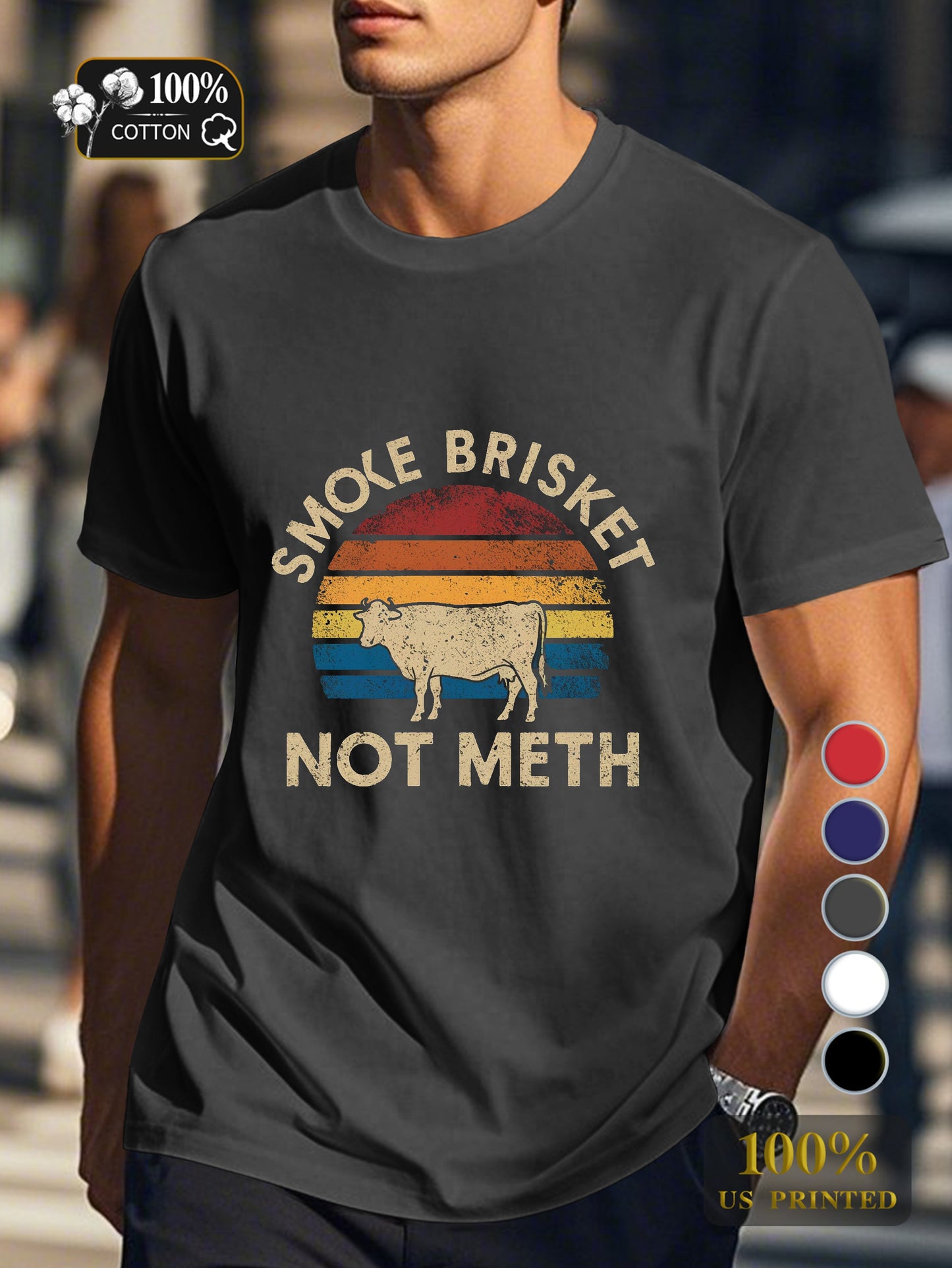 SMOKE BRISKET NOT METH Men's pure cotton Tshirt Comfort Fit