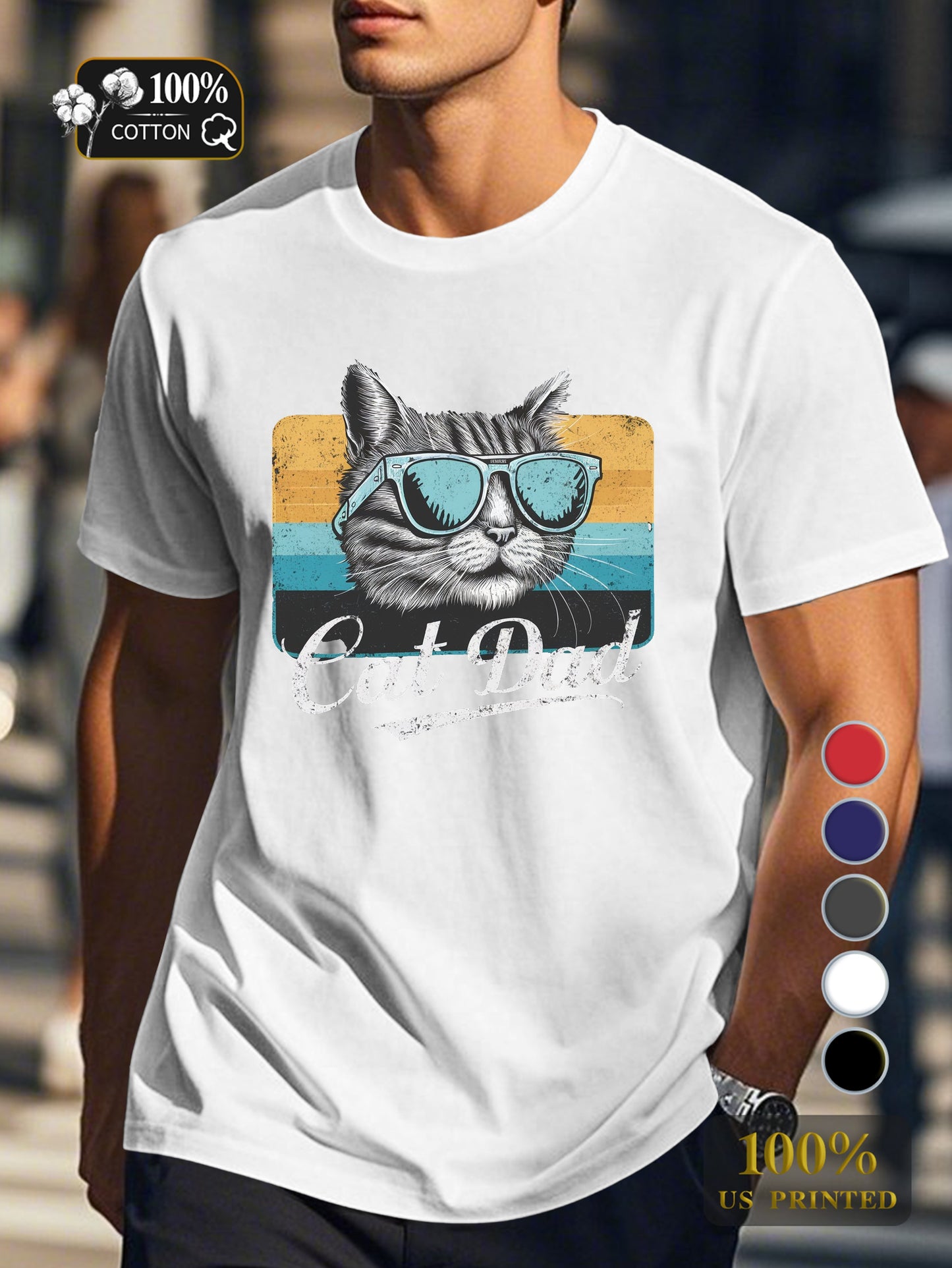 Cat Dad Men's pure cotton Tshirt Comfort Fit