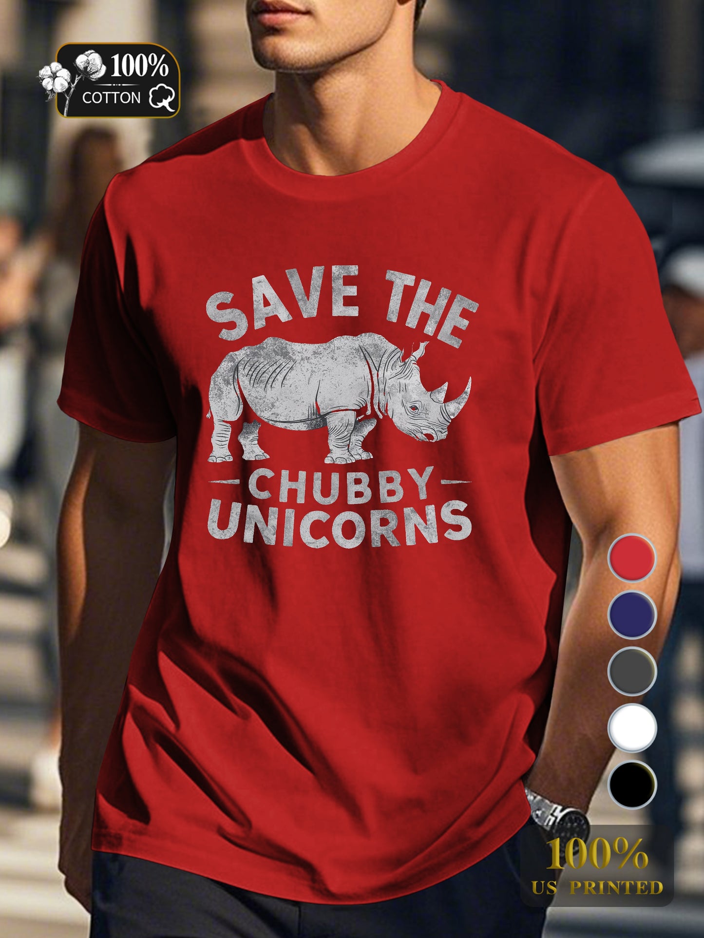 SAVE THE CHUBBY UNICORNS Men's pure cotton Tshirt Comfort Fit