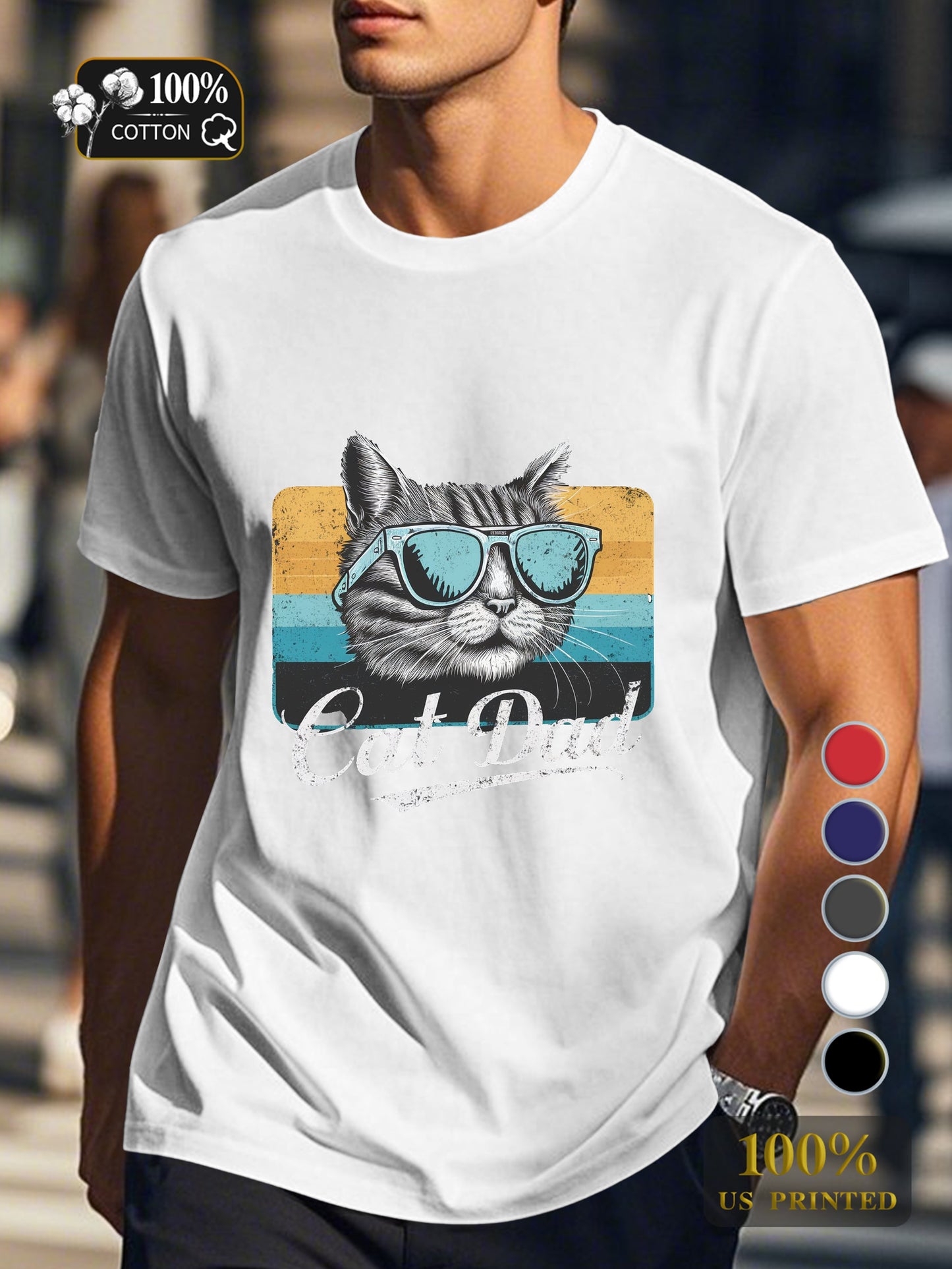 Cat Dad Men's pure cotton Tshirt Comfort Fit