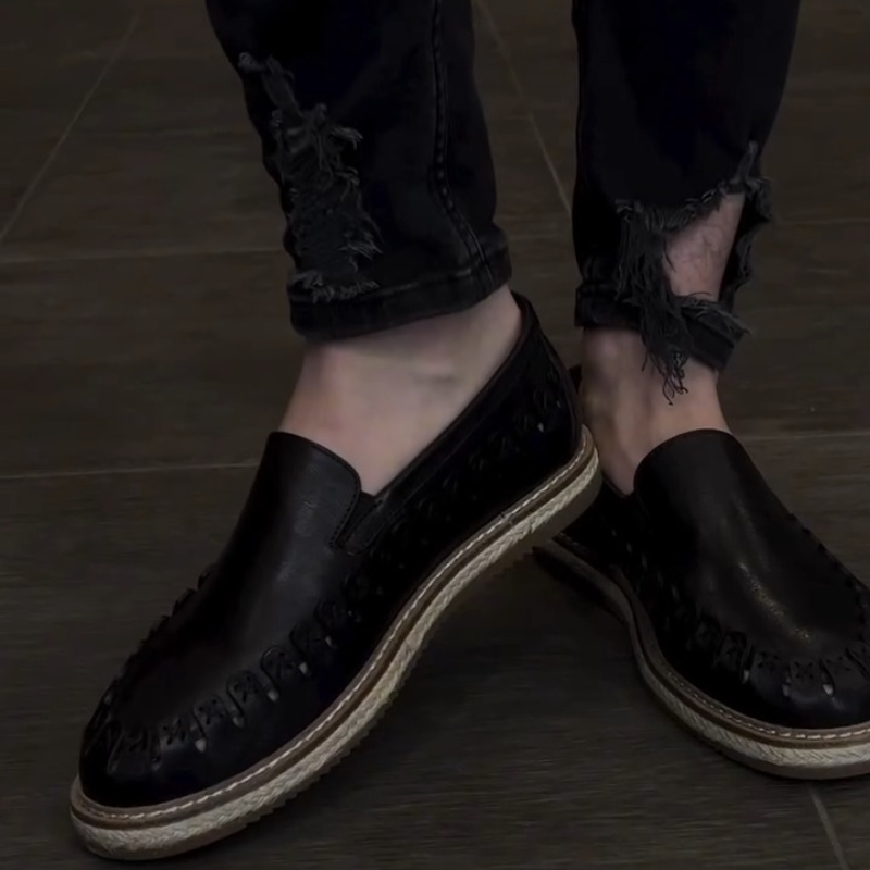 Men's Genuine Leather Canvas Shoes