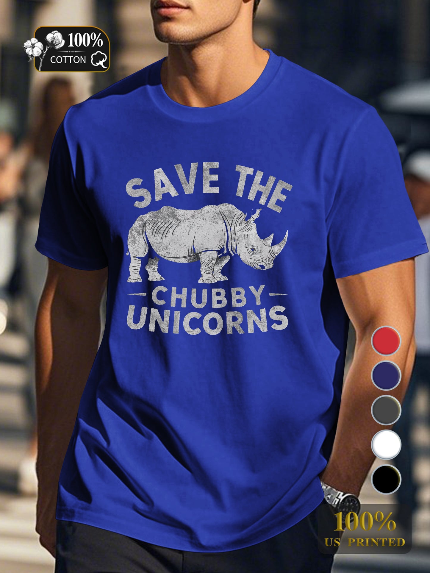 SAVE THE CHUBBY UNICORNS Men's pure cotton Tshirt Comfort Fit