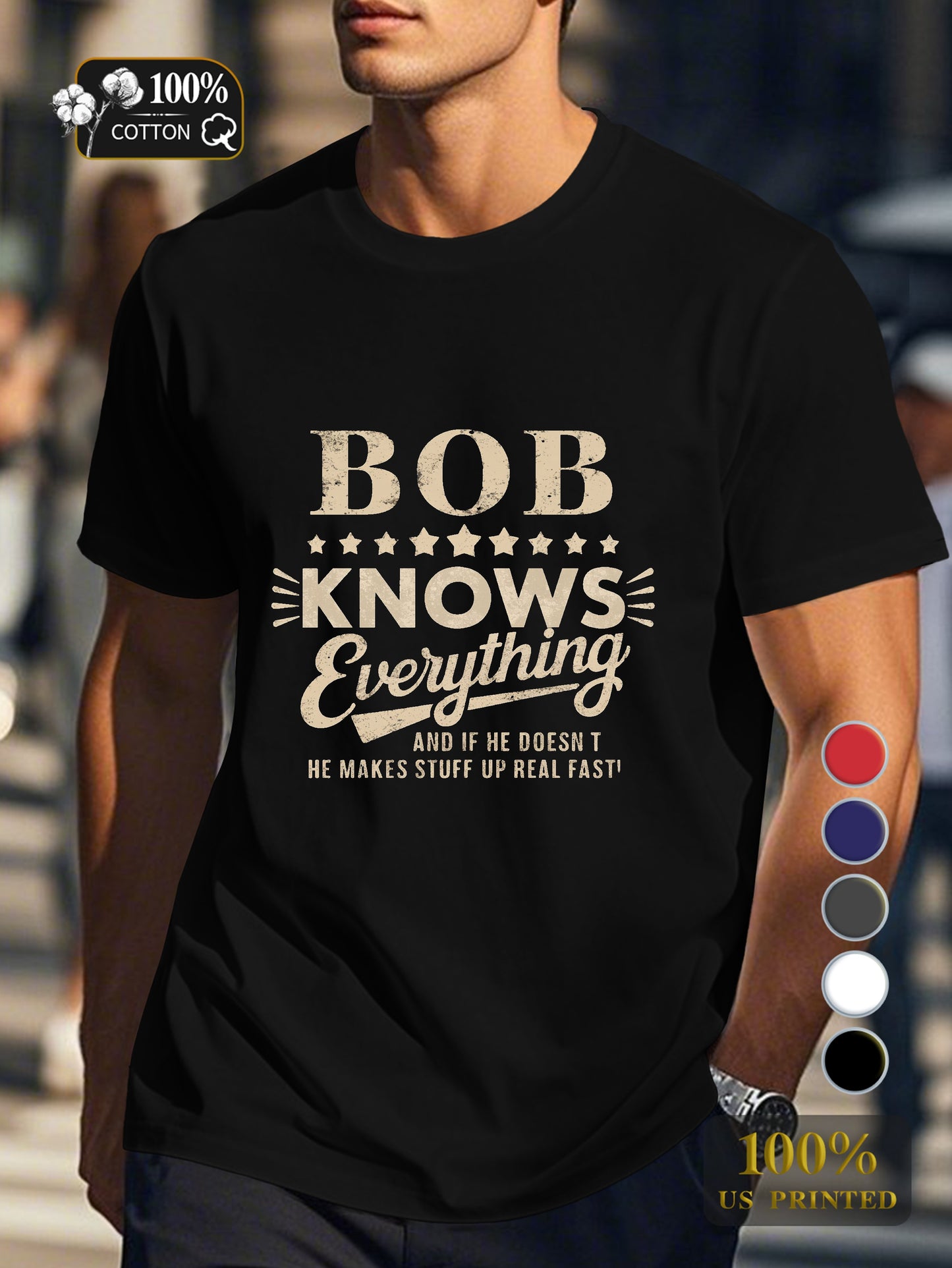 BOB KNOWS Everything Men's pure cotton Tshirt Comfort Fit