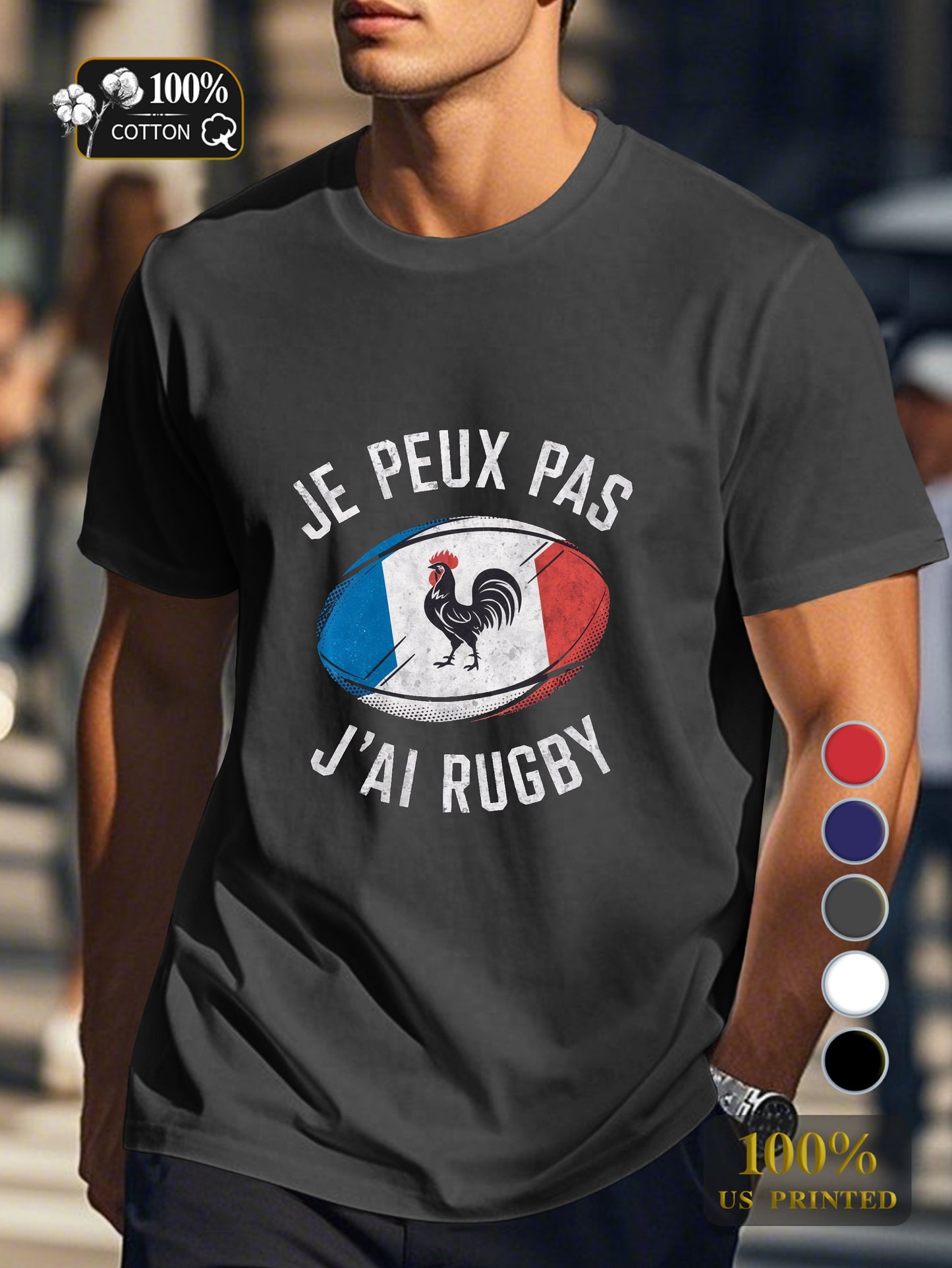 I CAN T I HAVE RUGBY illustration Men's pure cotton Tshirt Comfort Fit