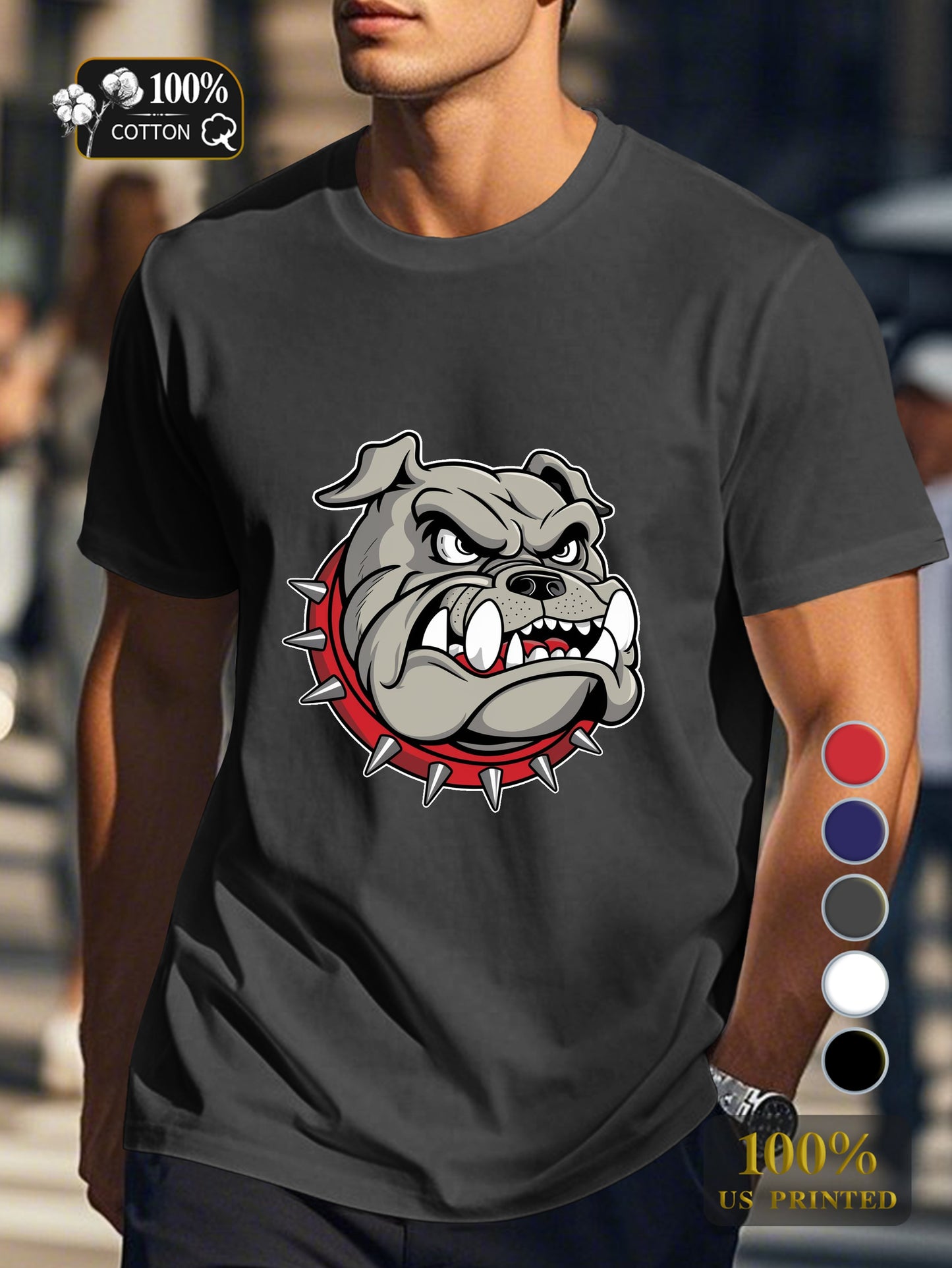 Fierce bulldog illustration Men's pure cotton Tshirt Comfort Fit