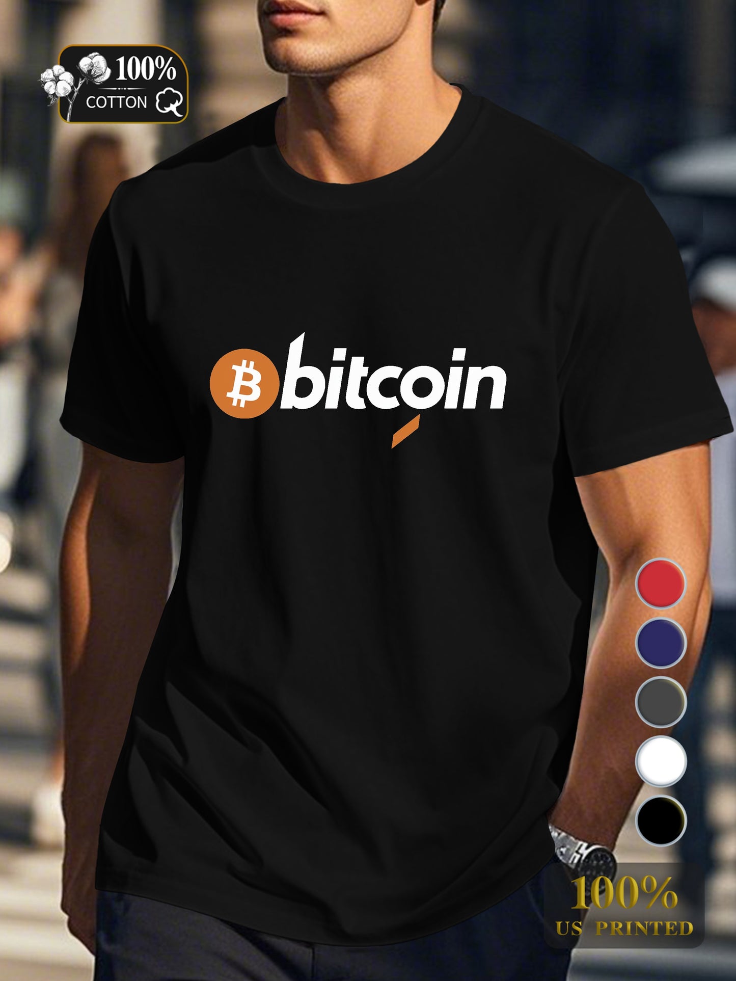 Bitcoin logo design Men's pure cotton Tshirt Comfort Fit