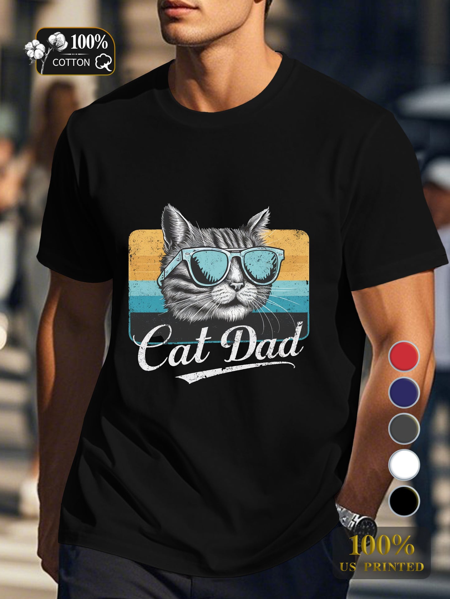 Cat Dad Men's pure cotton Tshirt Comfort Fit
