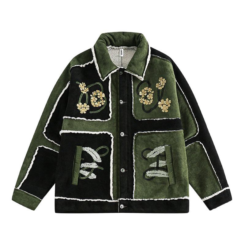 New embroidered contrasting suede jacket