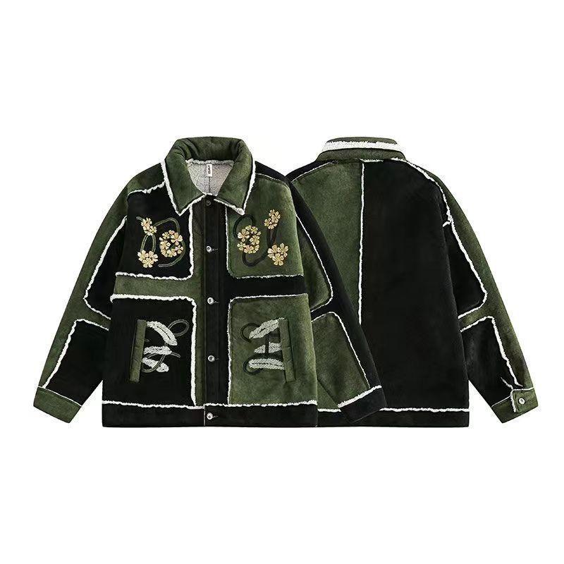 New embroidered contrasting suede jacket