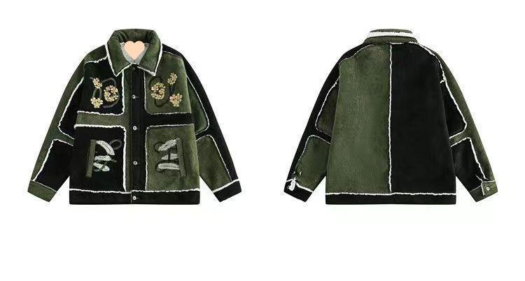 New embroidered contrasting suede jacket