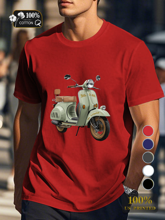 Classic scooter illustration Men's pure cotton Tshirt Comfort Fit